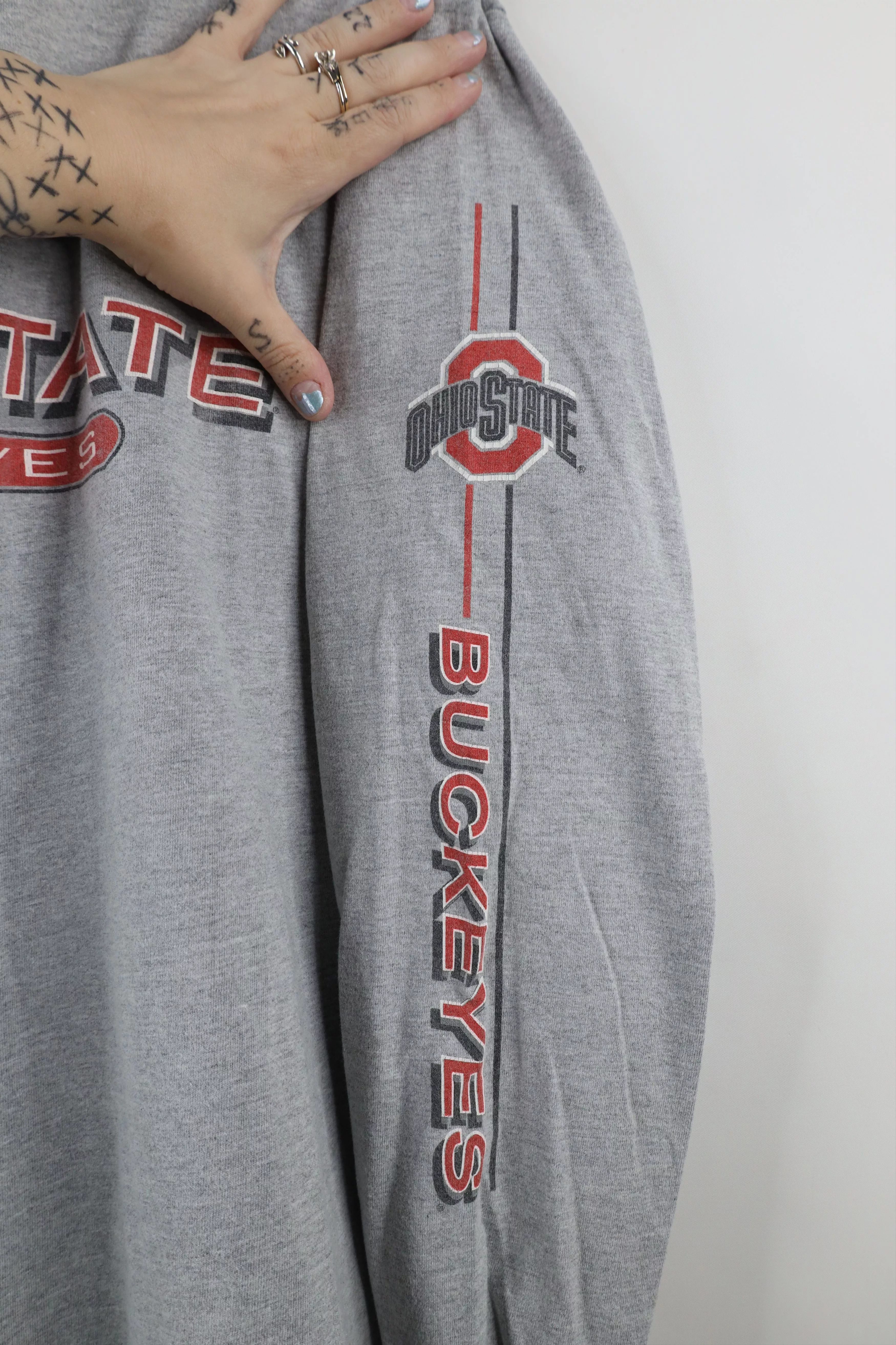 Vintage Long Sleeve T Shirts Vintage 90s Out Ohio State University Long Sleeve T-Shirt Gray