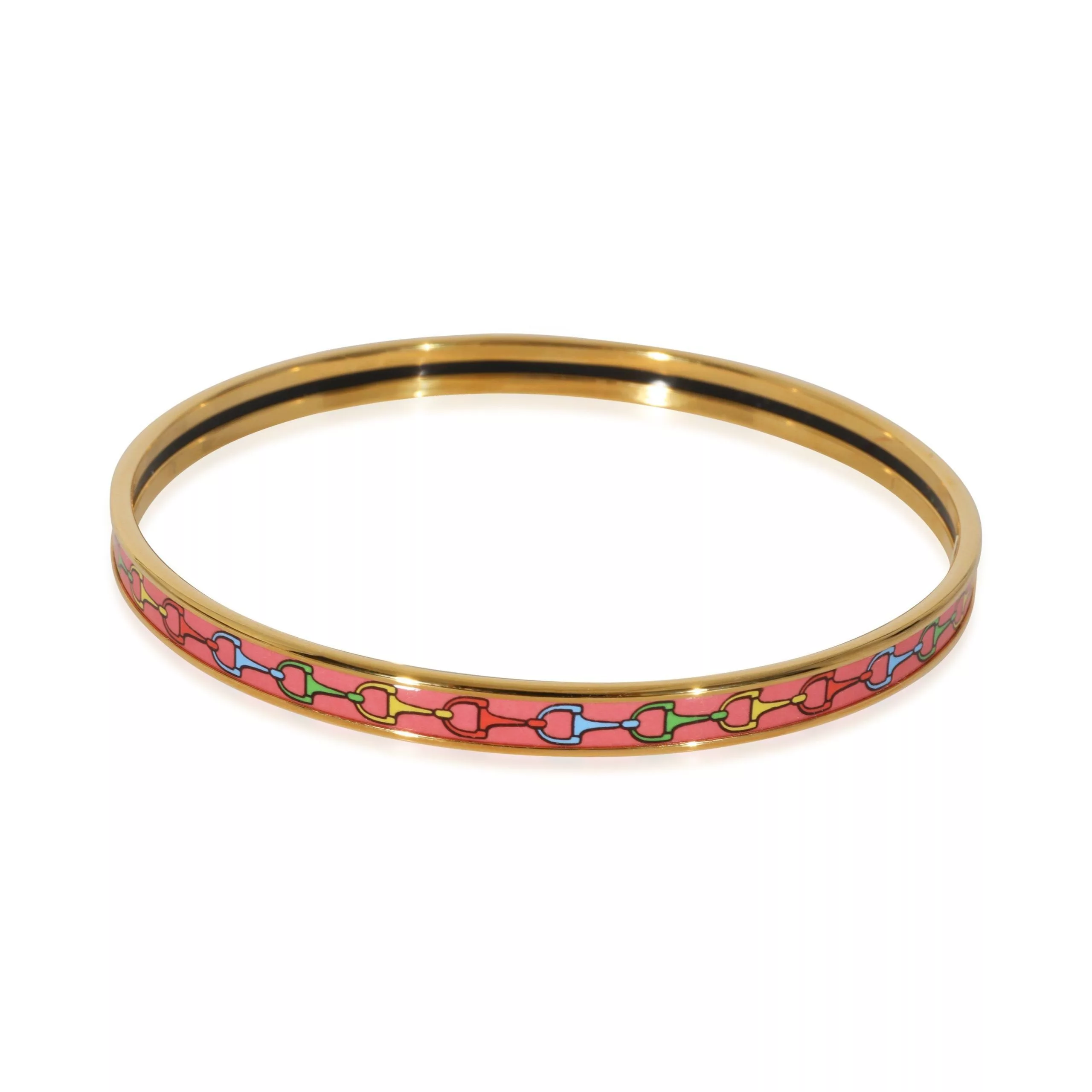 Hermes Rings Hermes Hermès Cravates Mors Extra Narrow Bangle, Gold Plated, Amazone POP Color, 67 mm Yellow