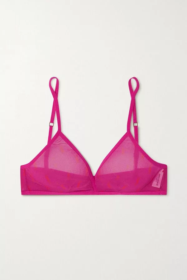 Saint Laurent Paris Socks Intimates Saint Laurent Paris o1b1hav110724 Size: OS / Cassandre Bra Tulle Jersey in Pink