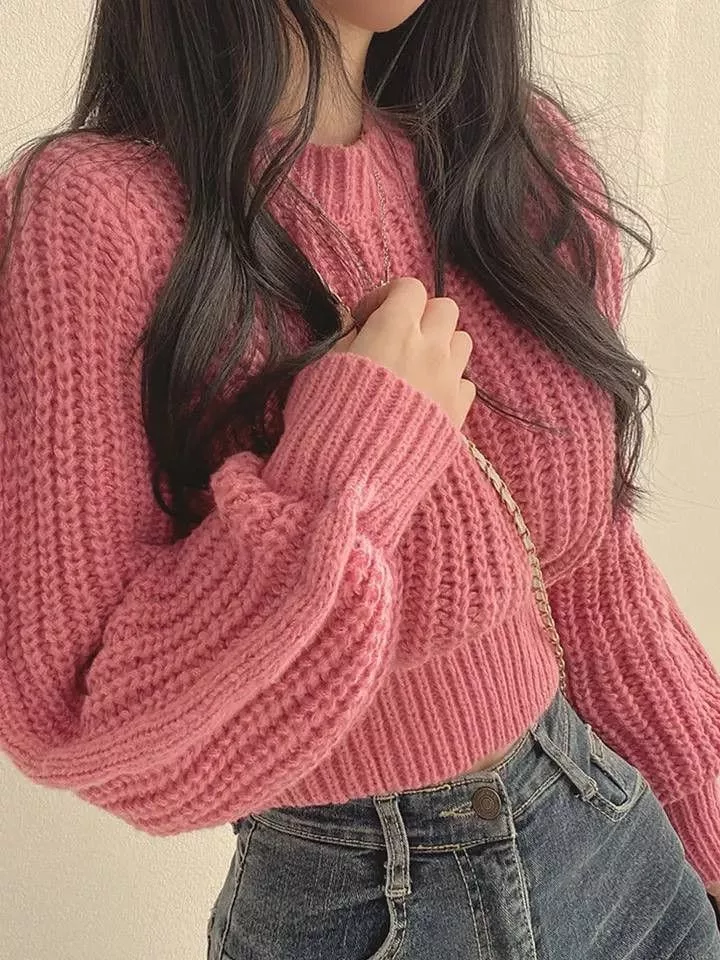 Japanese Brand Sweaters Japanese Brand × Vintage casual soft long-sleeve sweater Pink Streetwear