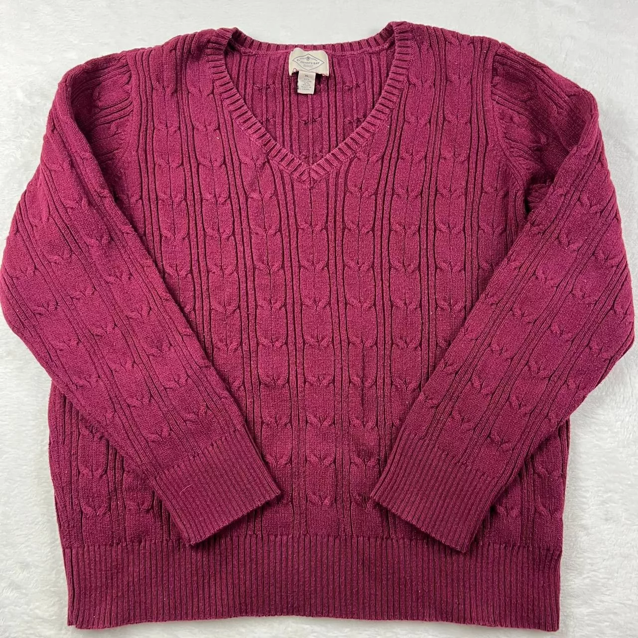 St. Johns Bay Sweaters St. Johns Bay St John's Bay XL Pullover Sweater V-Neck Red Women Cotton