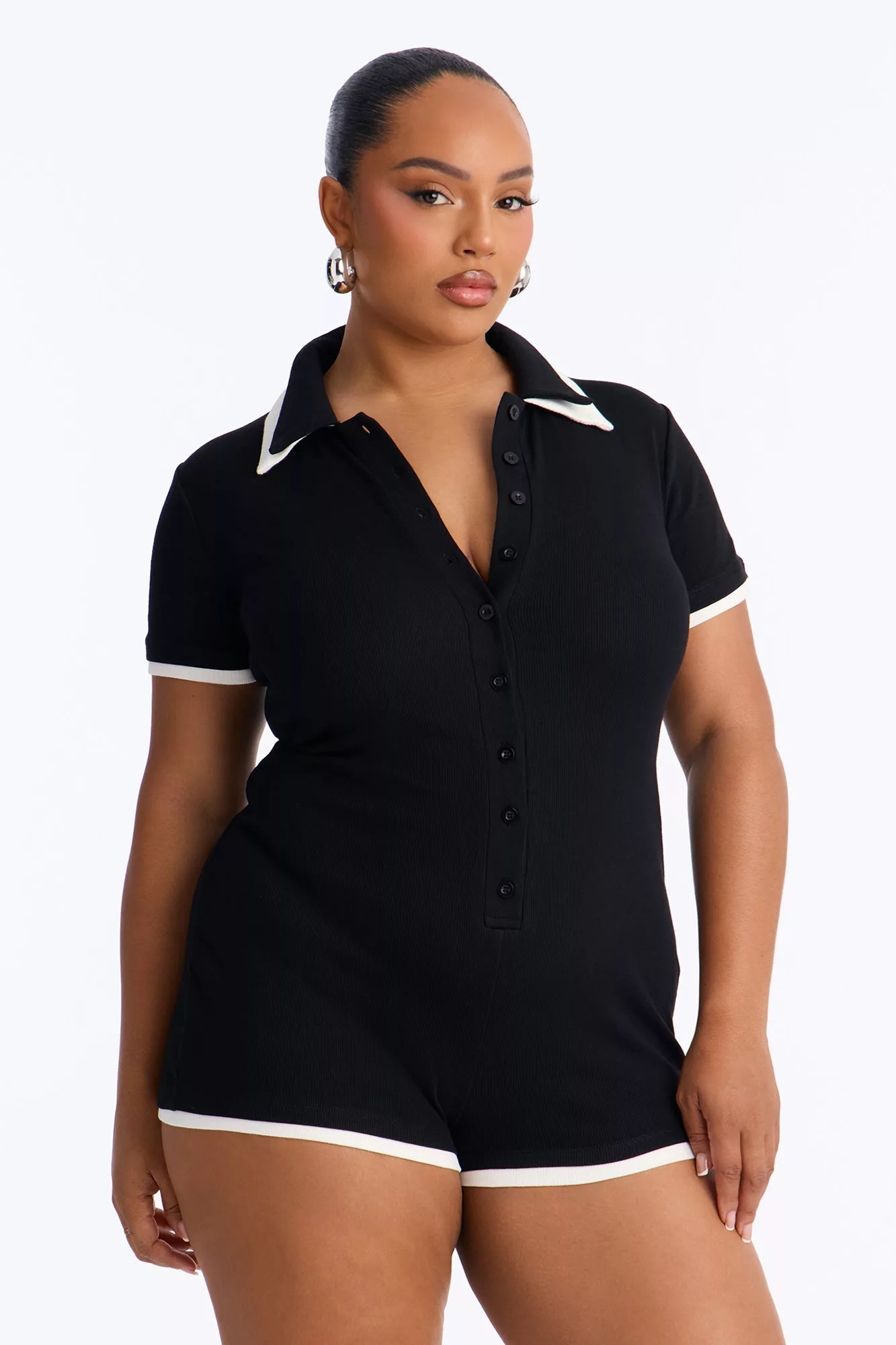 Brielle Double Layer Short Sleeve Romper - Black