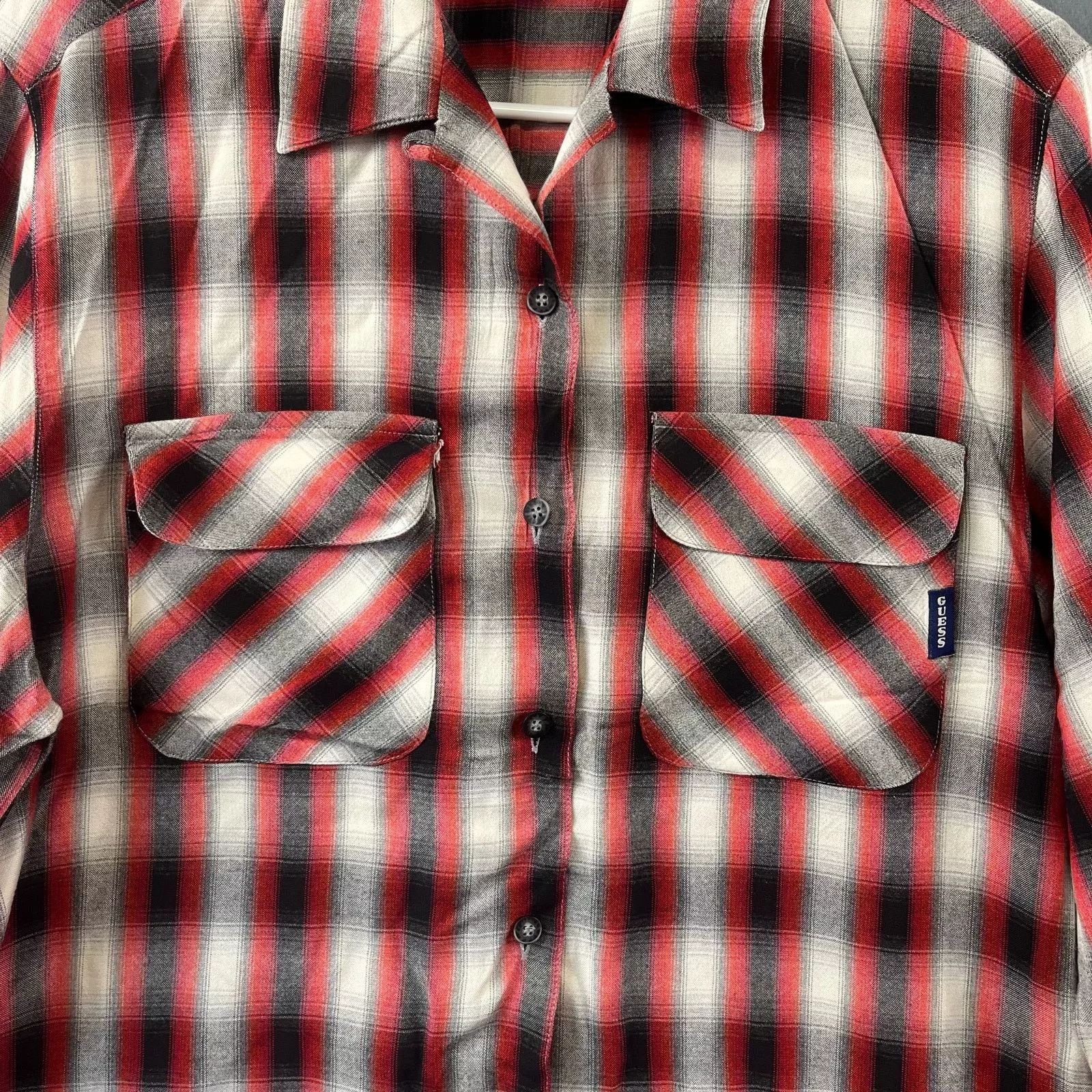 Guess Shirts Button Ups Vintage Guess Made in USA Plaid Button Down Shirt Medium Red