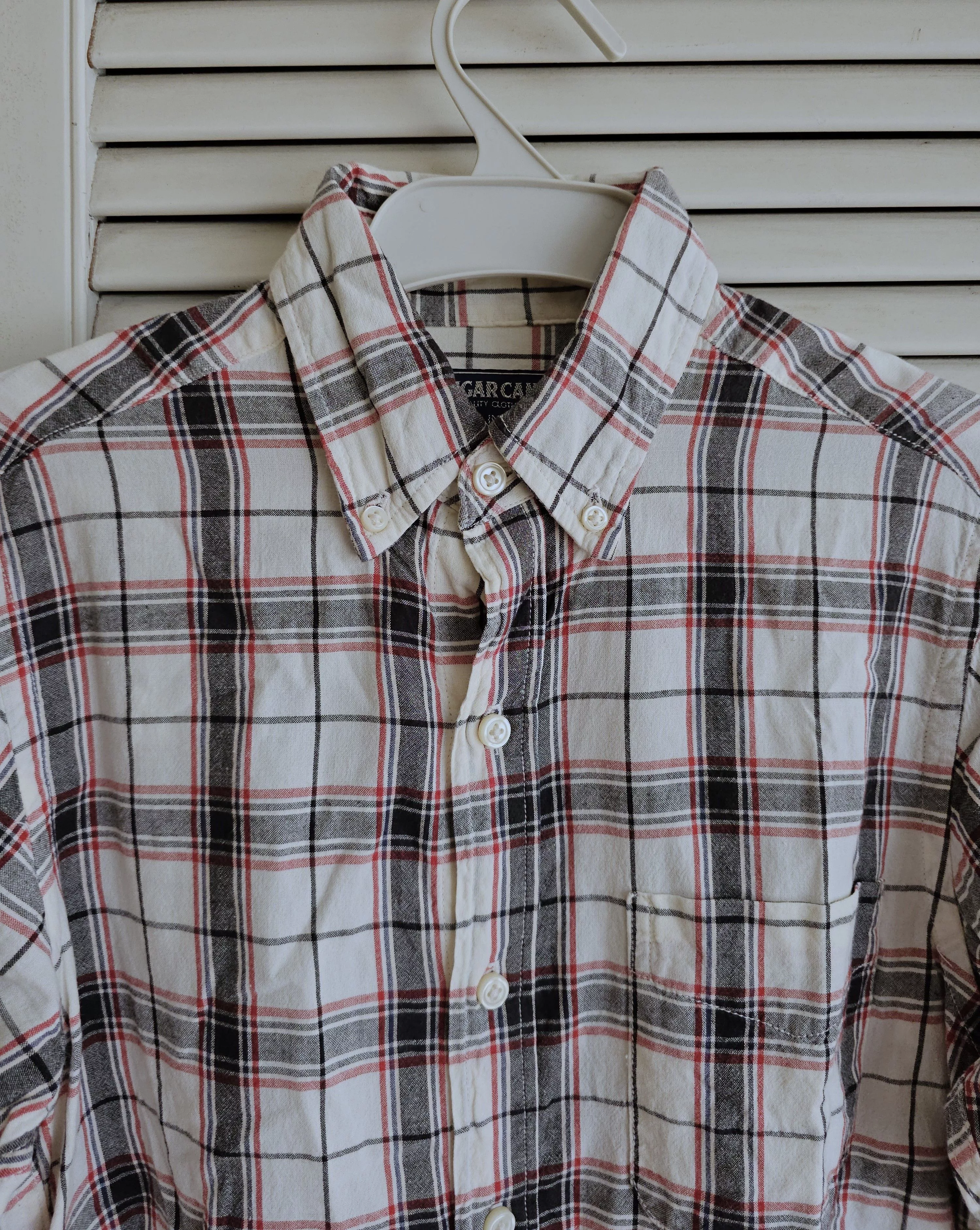 Sugar Cane Shirts Button Ups Sugar Cane Long Sleeve White Checkered