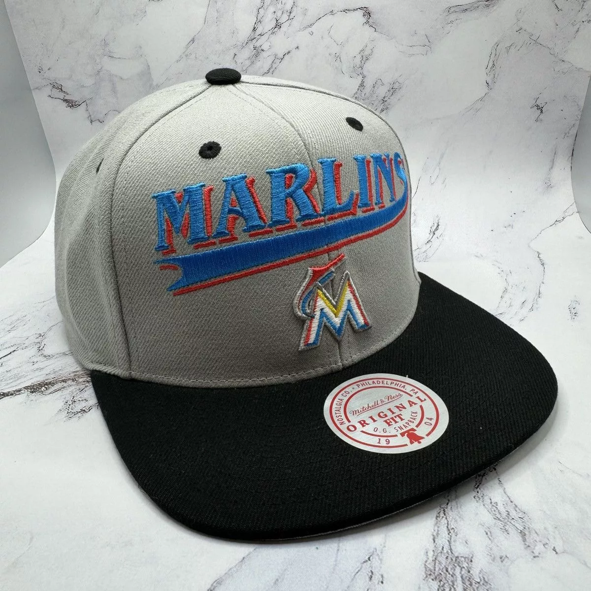 Mitchell & Ness Hats Florida Marlins Mitchell & Ness Snapback Gray