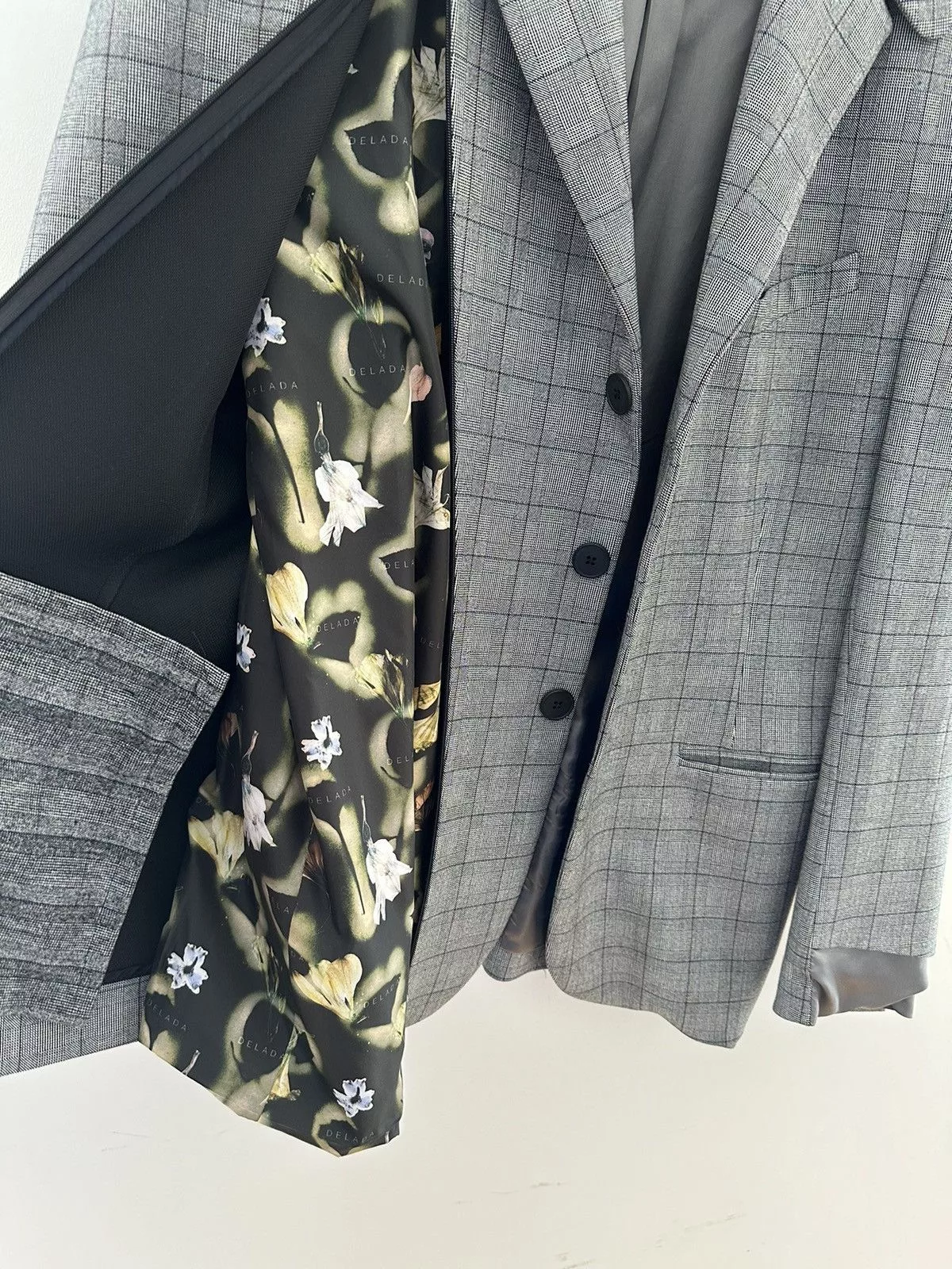 DELADA Blazers Delada Grey check split front wool Blazer Gray
