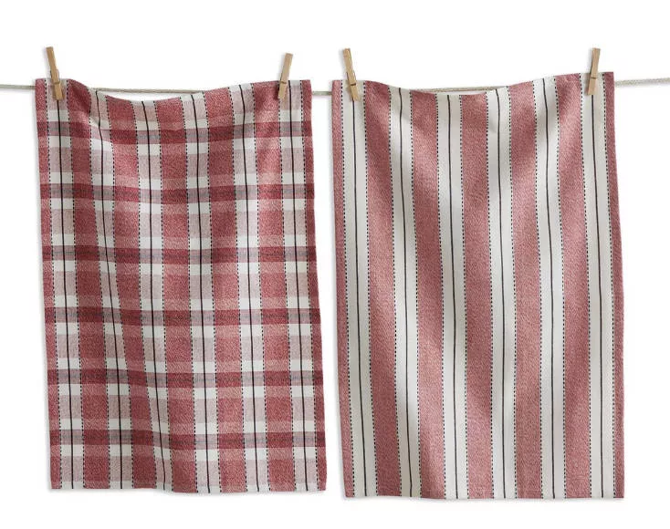 Stripe & Plaid Dishtowel S2 Red