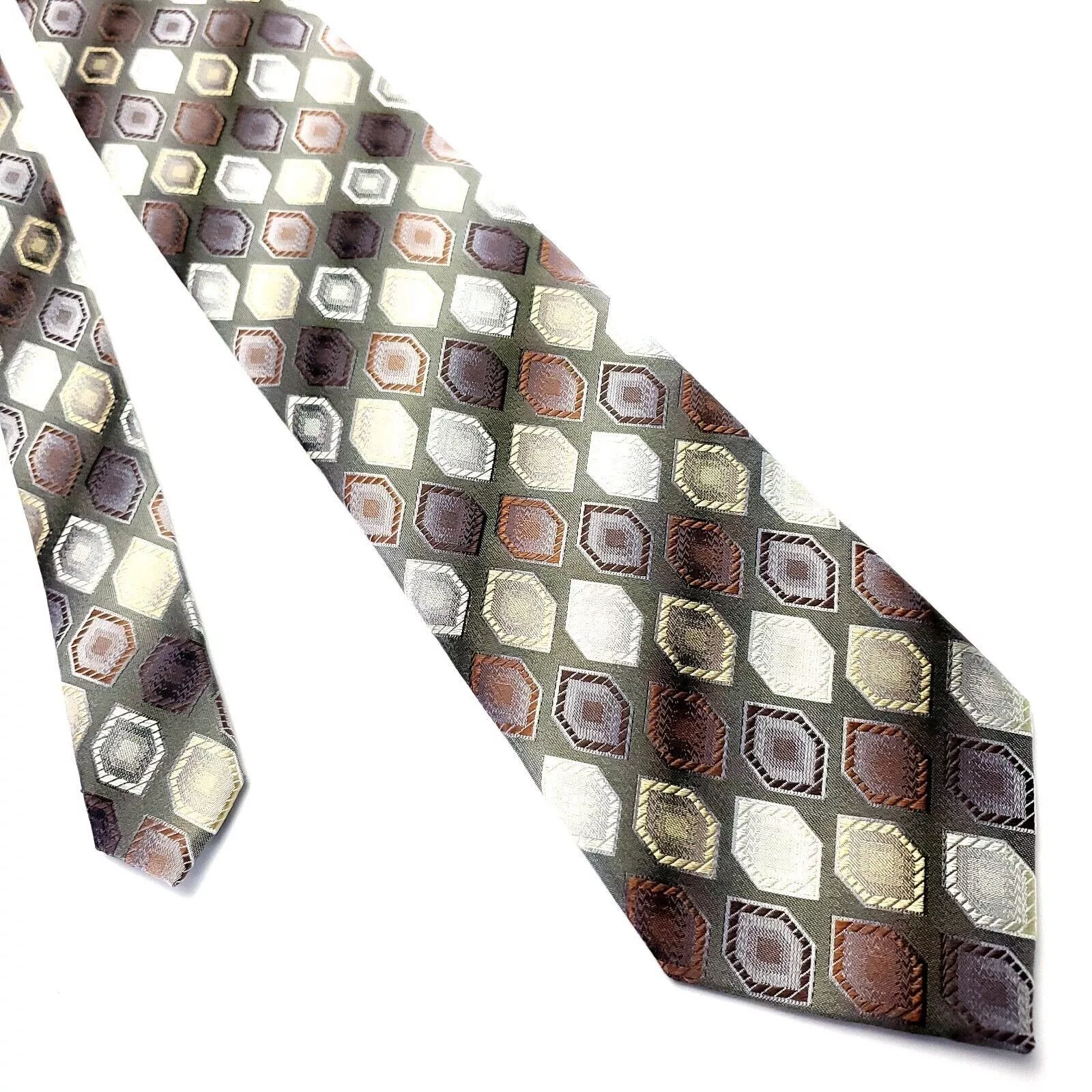 Alexander Julian Ties Pocketsquares American Modern Alexander Julian Green Silk Tie Woven Geomet
