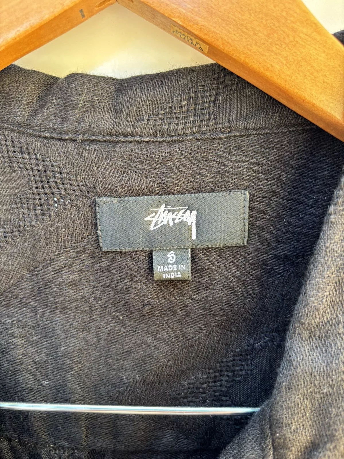 Stussy Shirts Button Ups Stussy Diamond Jacquard Linen Shirt Black