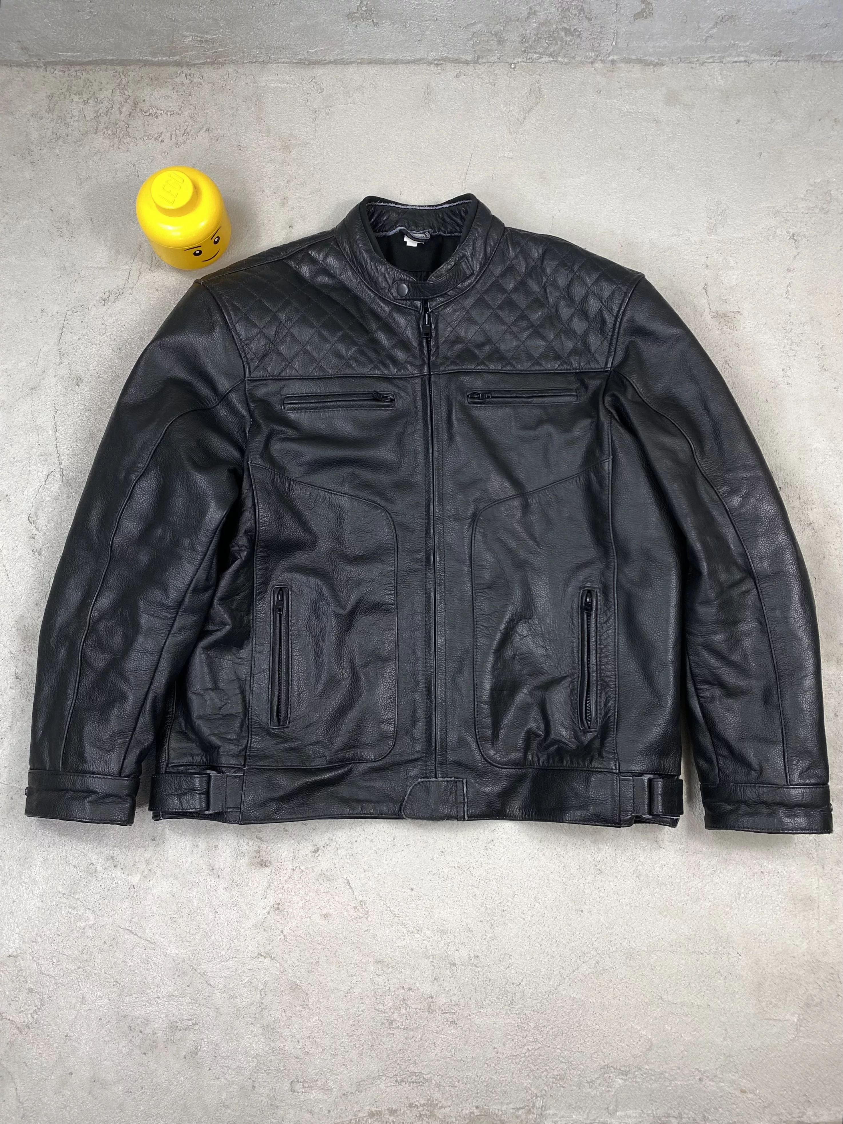 Genuine Leather Leather Jackets Genuine Leather racing leather Jacket moto real biker Y2K Black Vintage