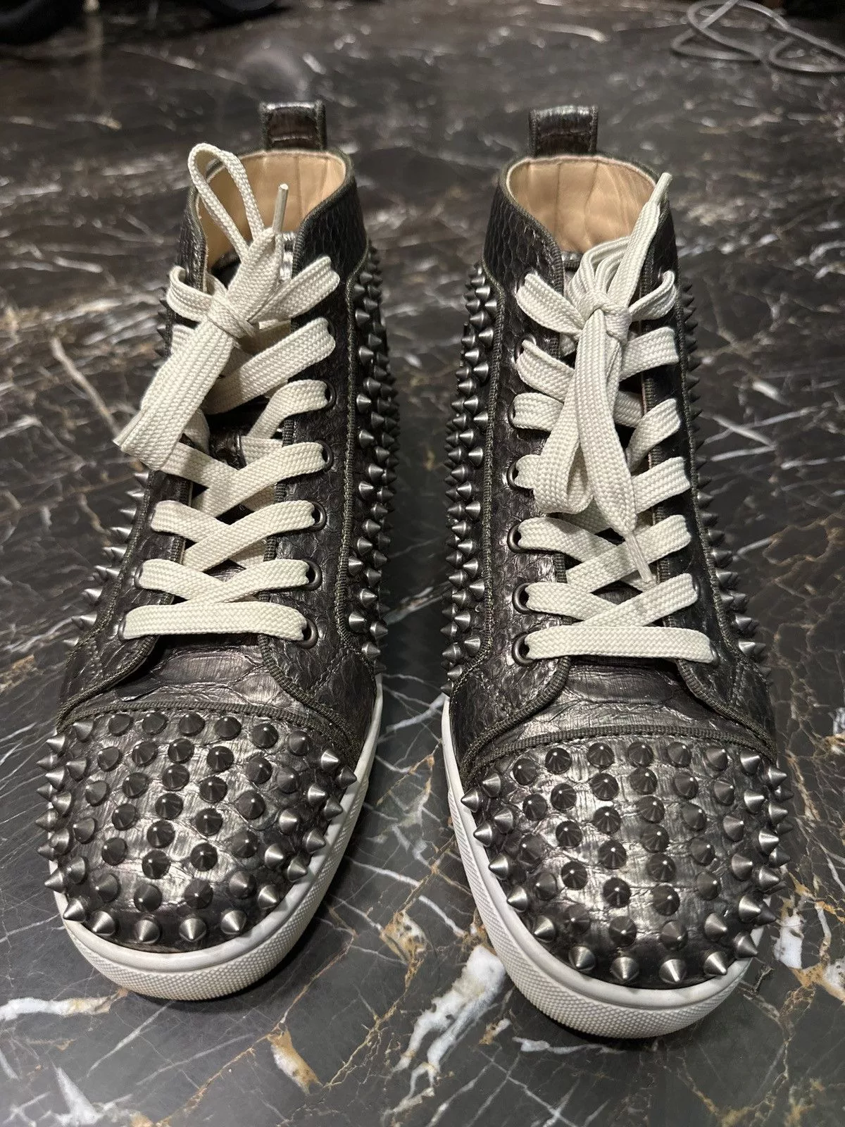 Christian Louboutin Hi Top Sneakers Christian Louboutin High top Python sneaker Silver