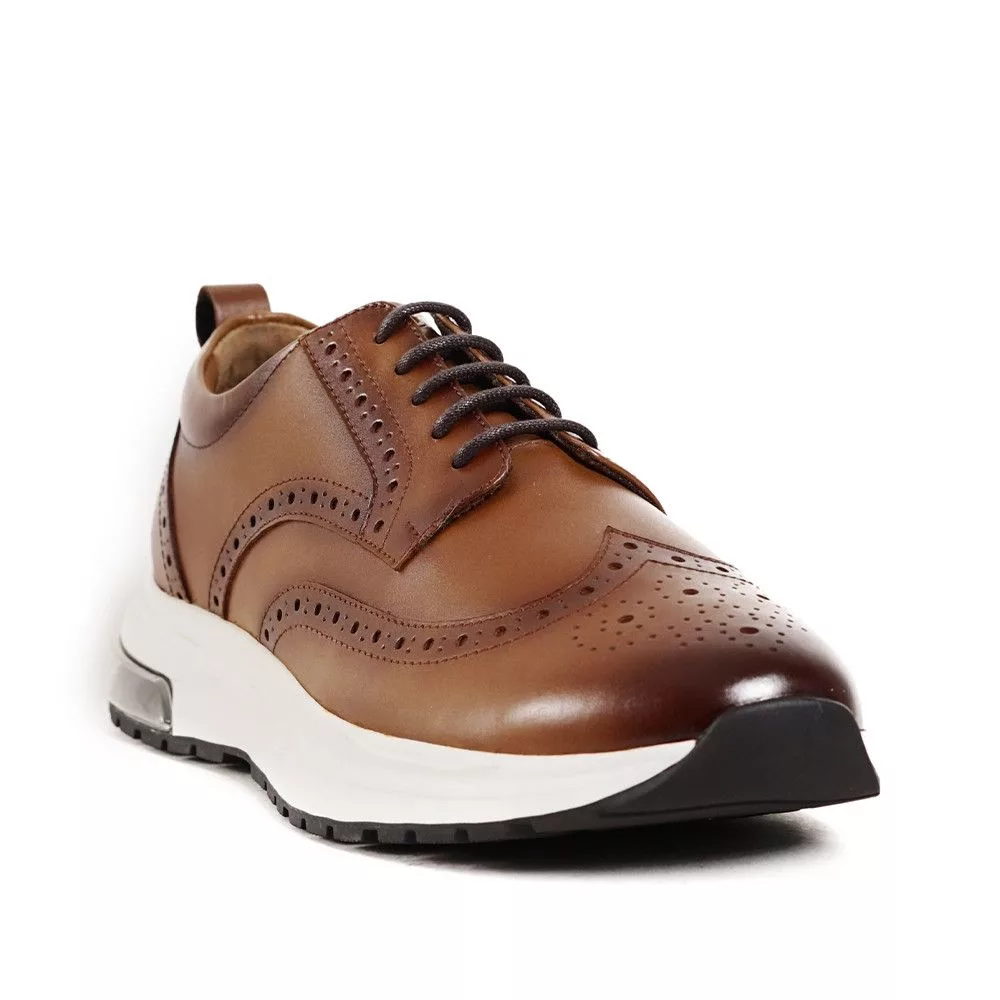 Leather Casual Leather Shoes Romi Brown Leather Sneakers