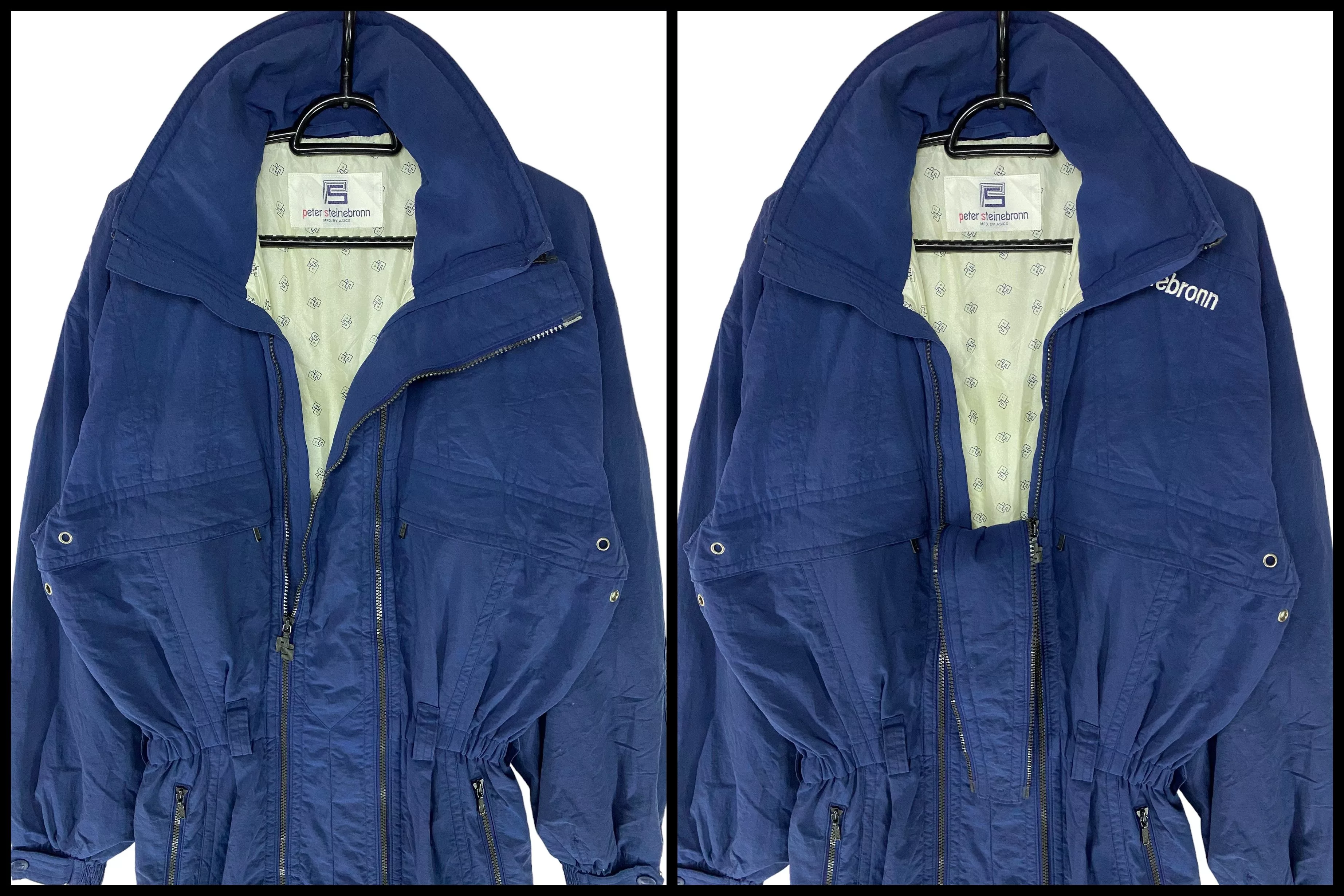 Designer Overalls Jumpsuits Designer 90s Peter Steinebronn double zip up parachute coverall Blue Streetwear