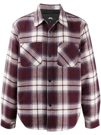 Stussy Light Jackets Stussy Quilted Plaid Wool Jacket Brown