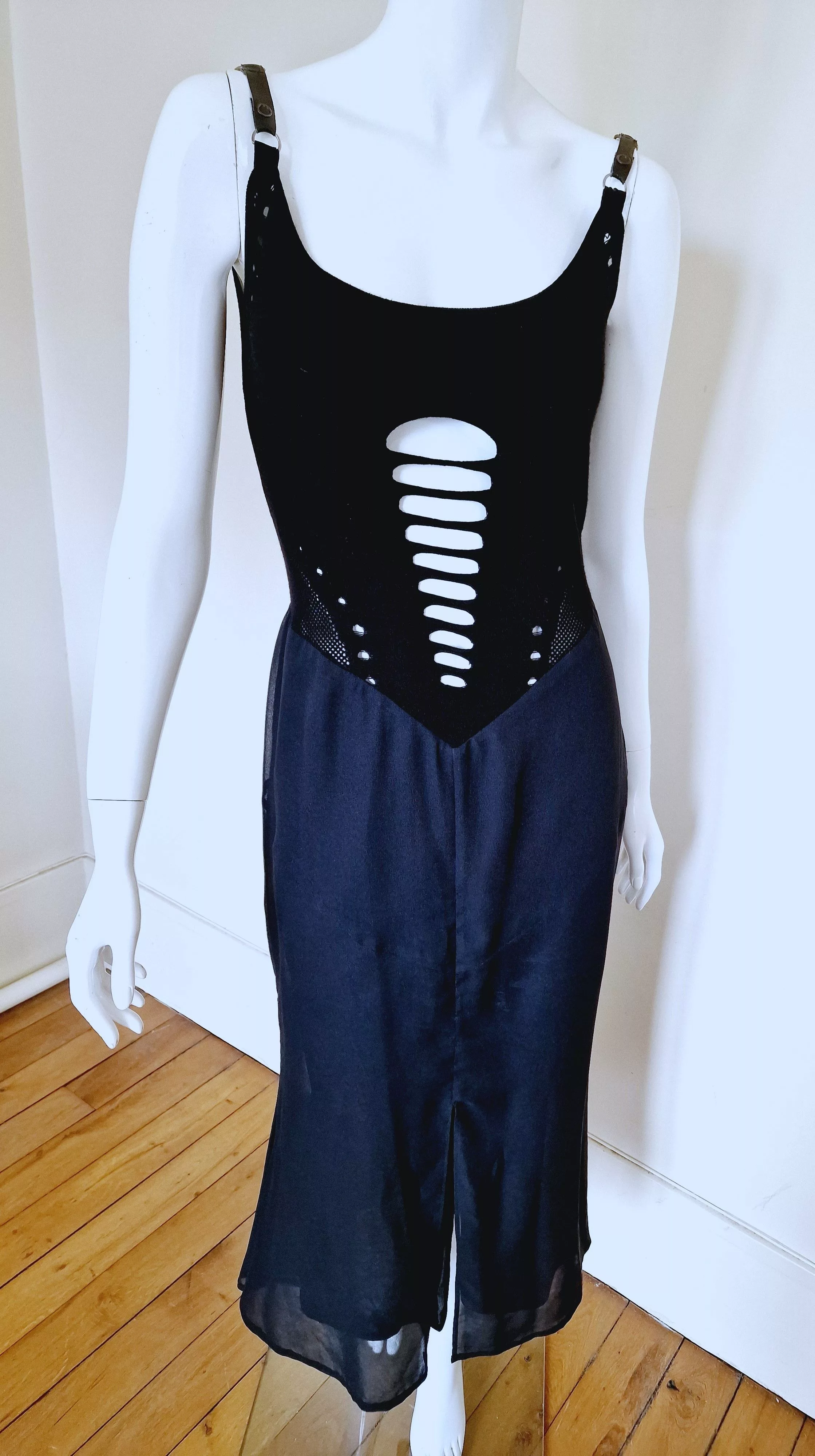 Versace Maxi Dresses Gianni Versace Cutout Cut Out Net Bondage Medium LargeDress Black