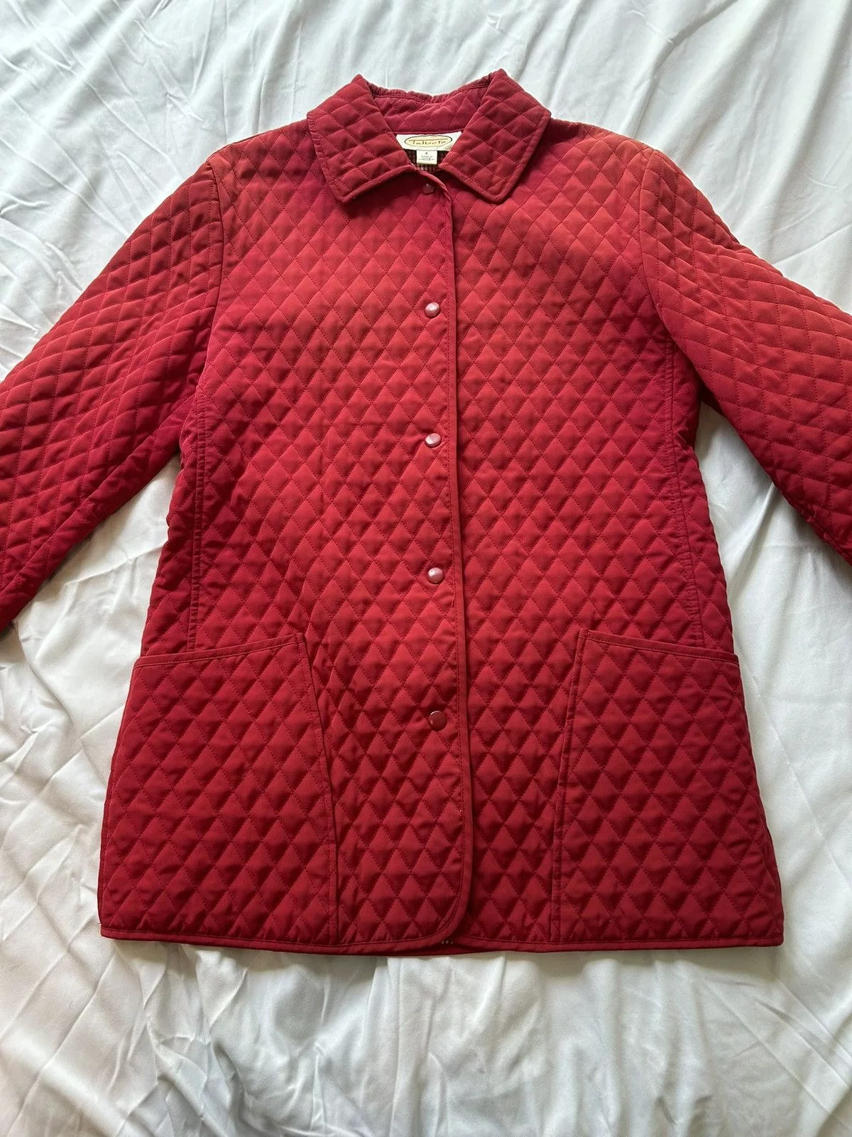 Talbots Jackets Talbots Tablots womens red quilted snap up jacket w/pockets
