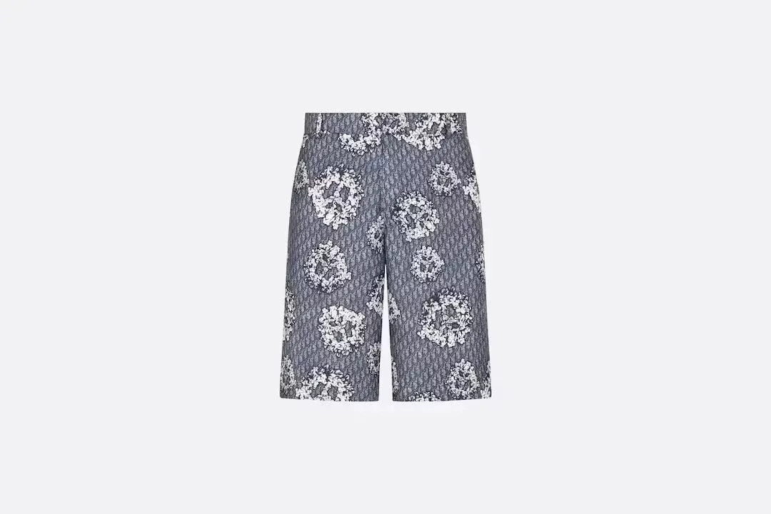 DENIM TEARS Shorts DENIM TEARS × Dior o1w1db10624 Bermuda Shorts in Blue Silk Twill Multi