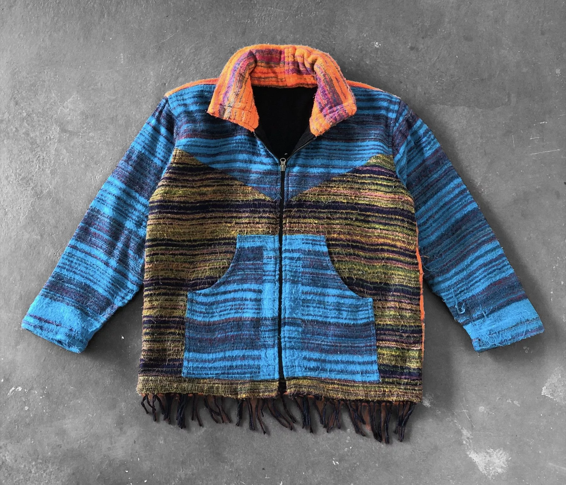 Native Light Jackets Native × Vintage RARE🔥VINTAGE NATIVE WOOL BLEND KNIT PATCHBLOCKS JACKET Multi