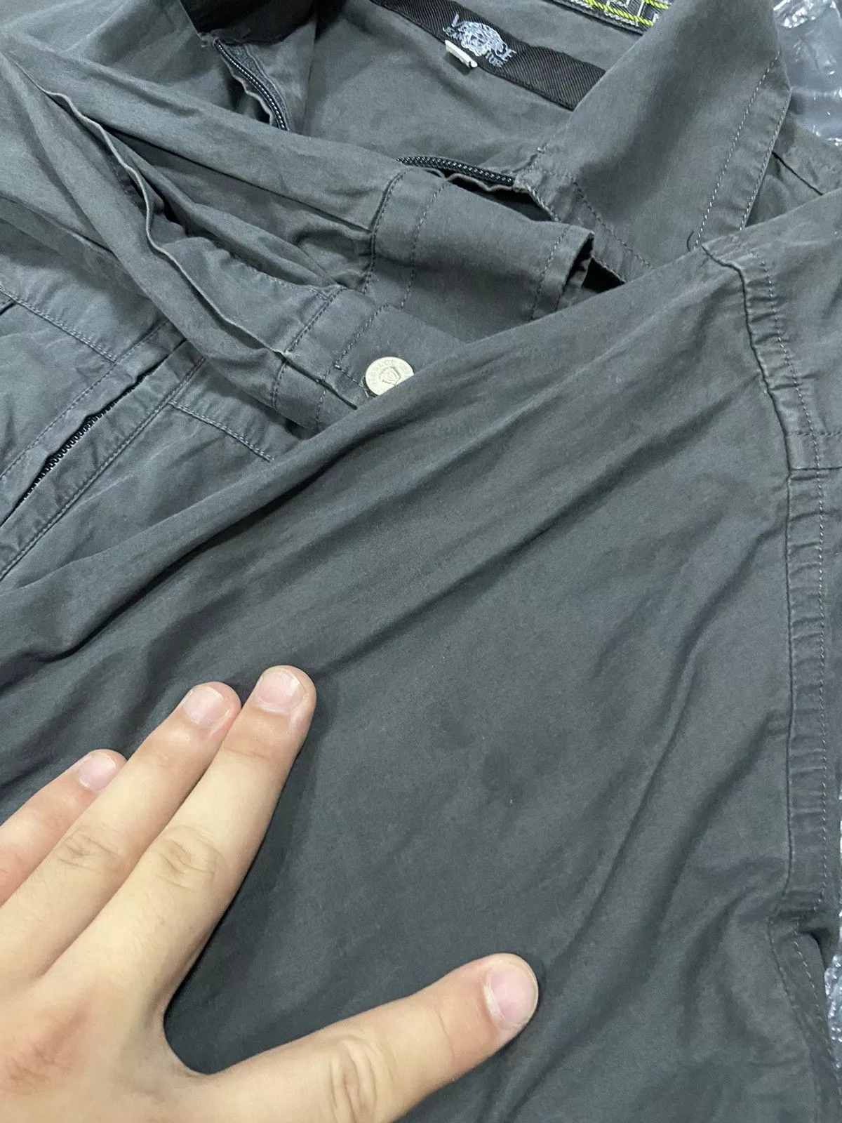 Versace Shirts Button Ups Versace × Vintage Versace Jacket Vintage small Logo Button Ups Zip Luxury Gray