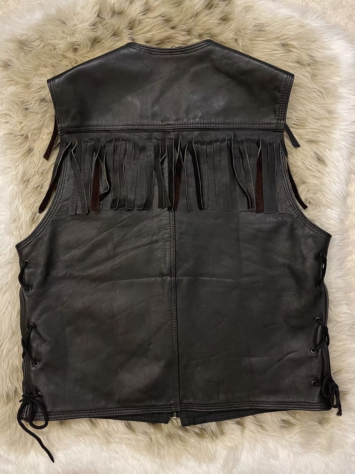 Harley Davidson Leather Jackets Harley Davidson real lamb Leather vest Black