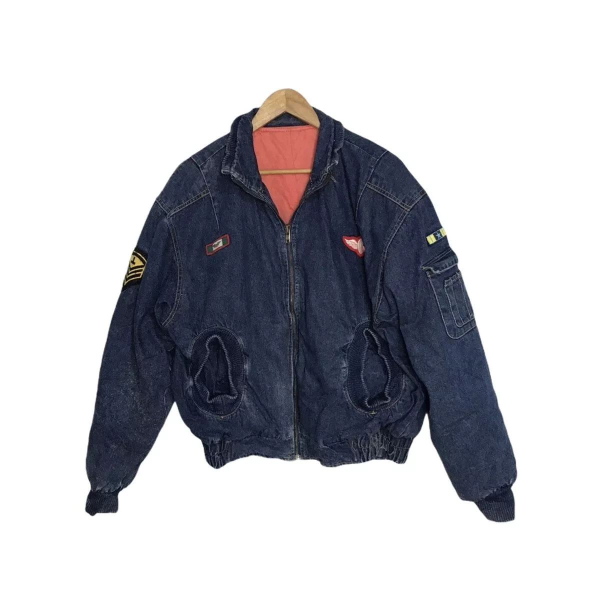 Japanese Brand Bombers Japanese Brand × Vintage Vintage denim bomber patches jacket Blue