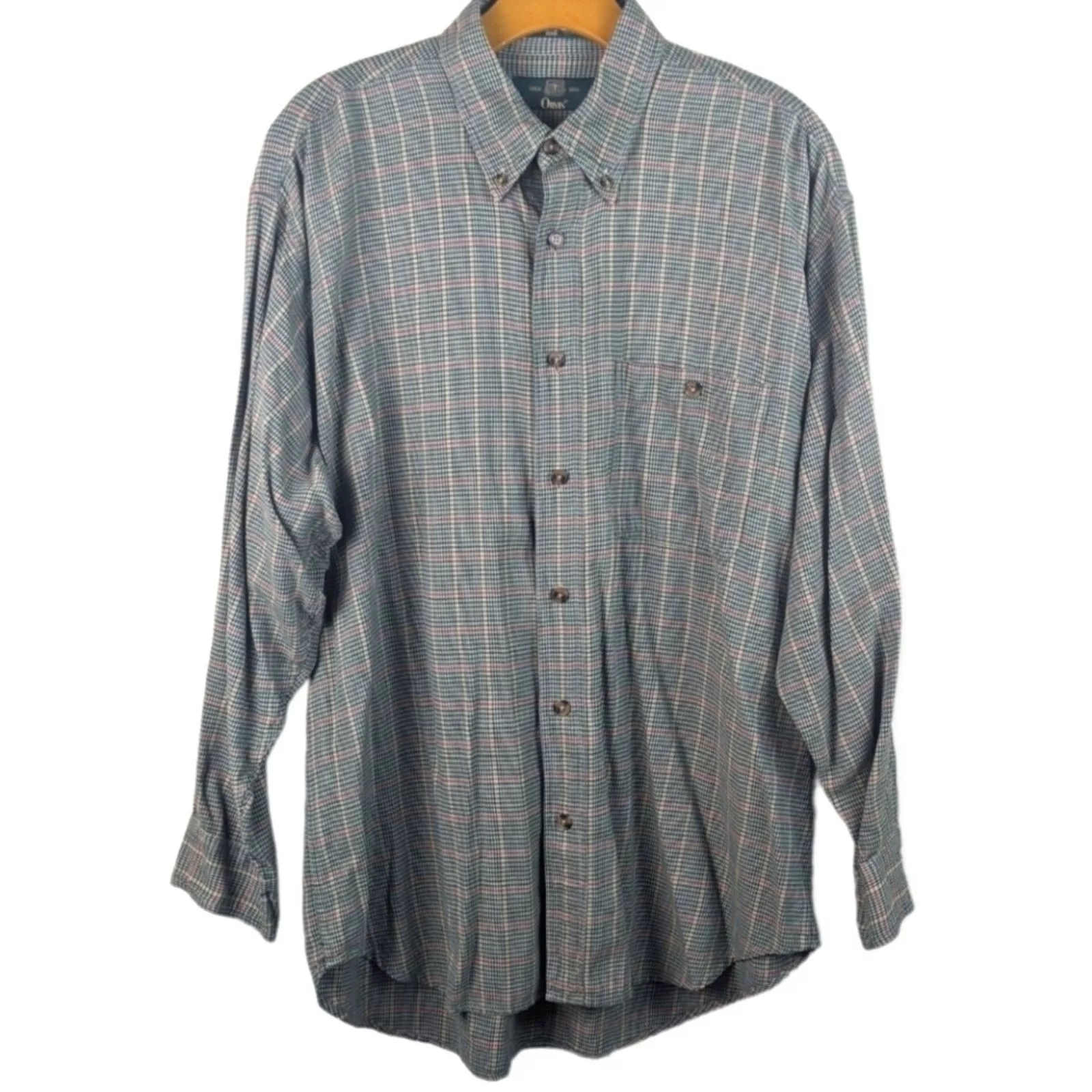 Orvis Shirts Button Ups VTG 90s Orvis Green Herringbone Button Down Flannel Sz MED