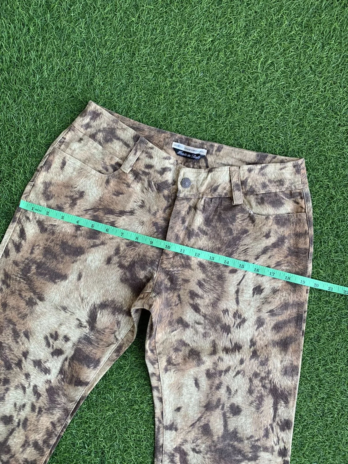 Designer Pants Designer Vintage Grace Continental Leopard Print Flare Brown