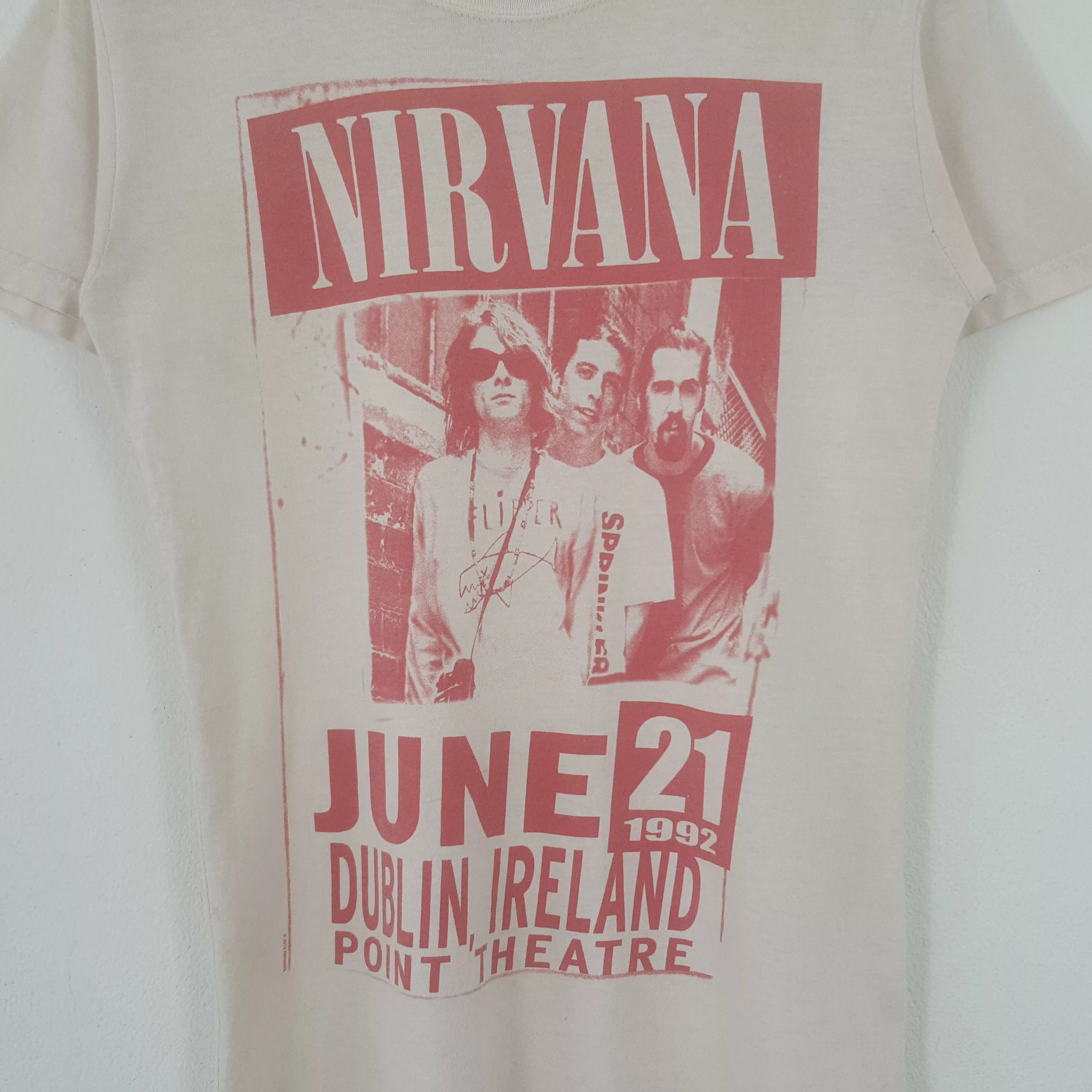 Nirvana Short Sleeve T Shirts Nirvana × Vintage Vintage Nirvana American Grunge Band Tour Tshirt White