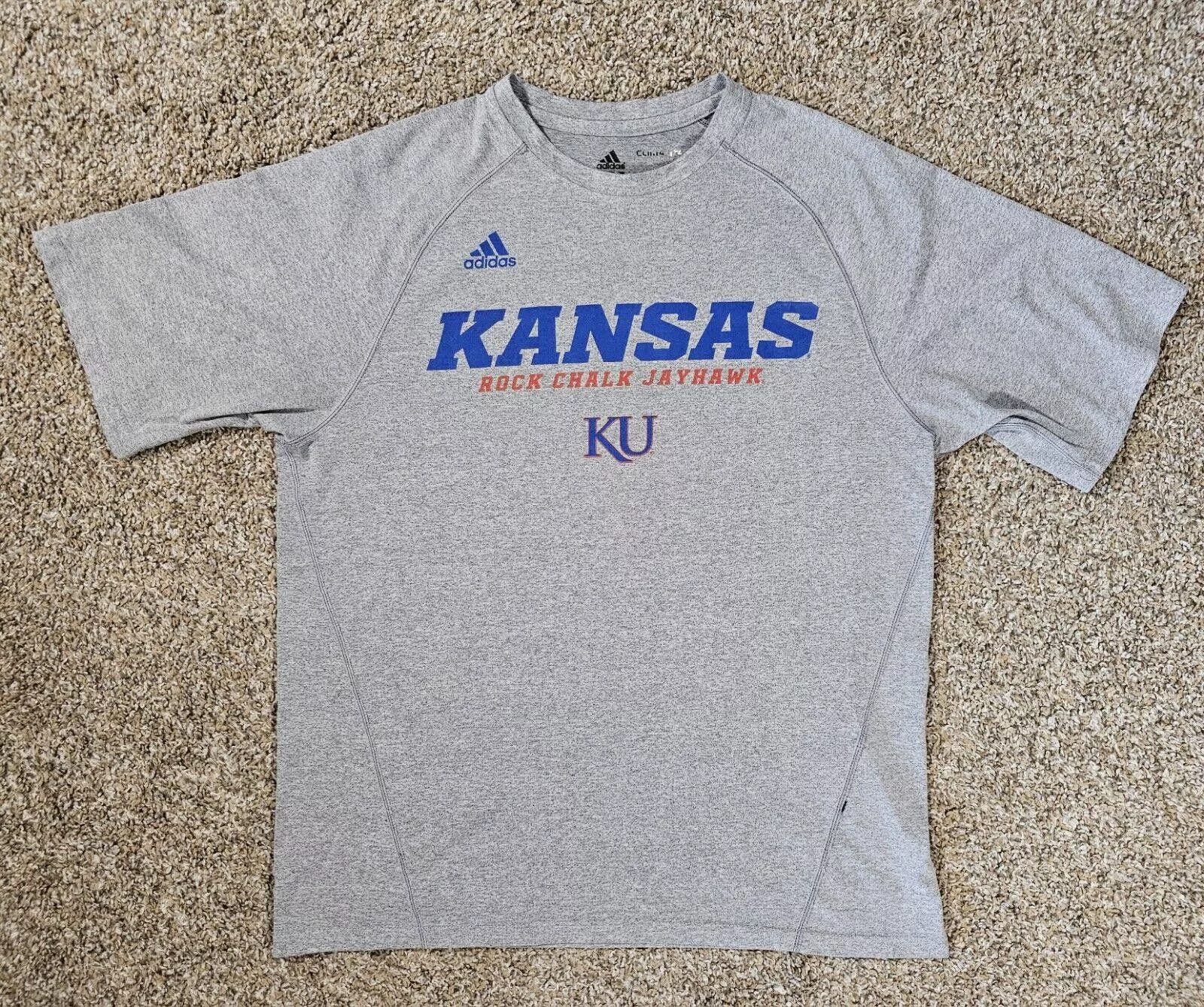 Adidas Miscellaneous Kansas KU Rock Chalk Jayhawks NCAA Adidas Climalite Tee MED Gray