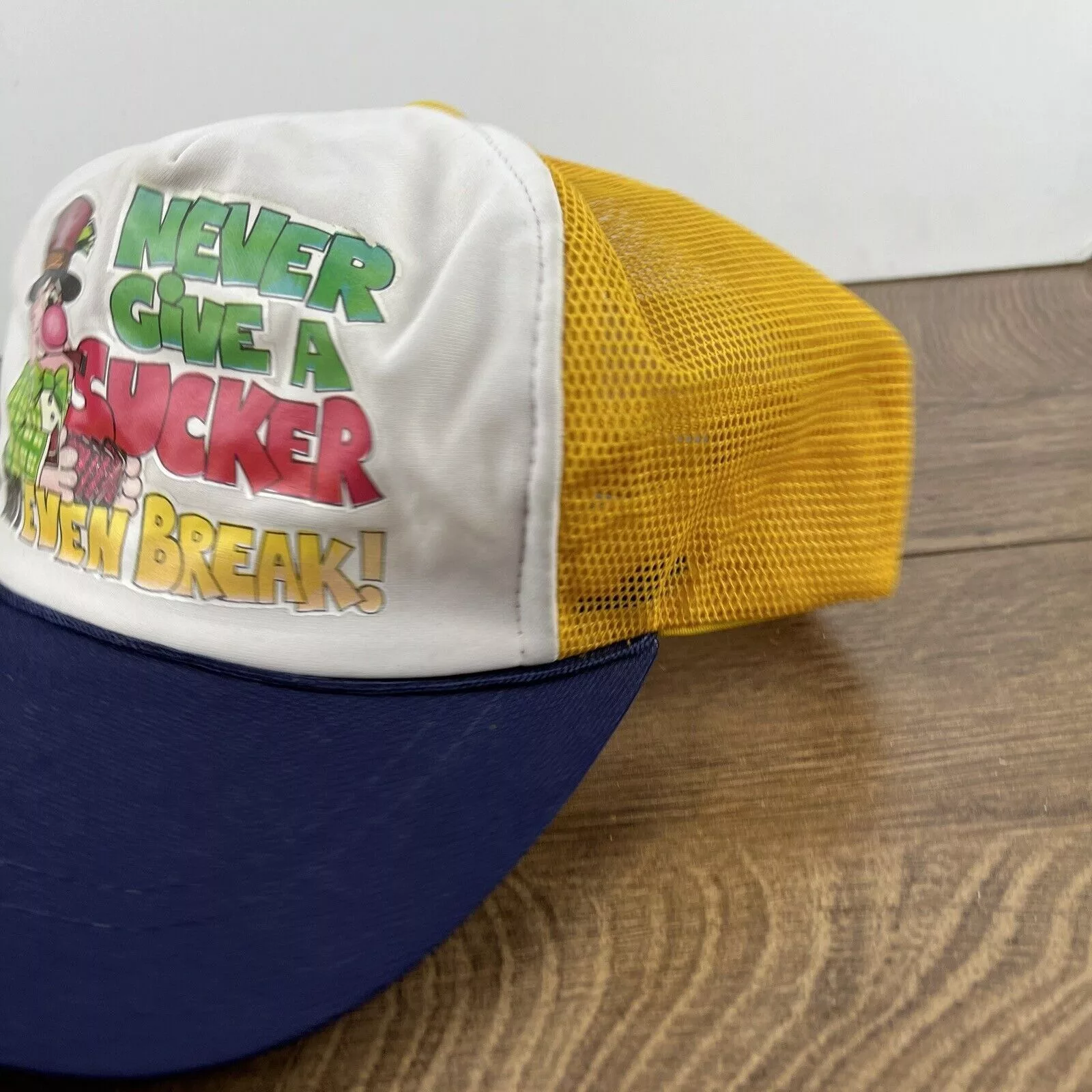 Other Hats Other Never Give a Sucker an Even Break Yellow Hat Adjustable Adul