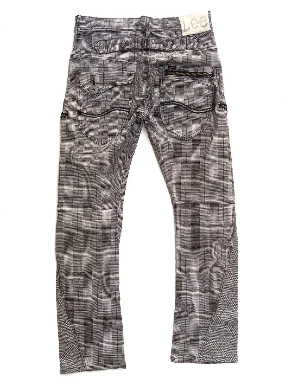 Lee Casual Pants Japanese Brand Lee Checkered Tartan Punk Trousers Pants Gray
