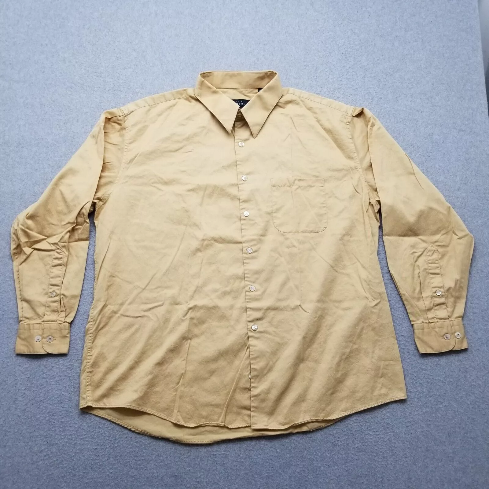 Perry Ellis Shirts Button Ups Perry Ellis Shirt Mens 17.5 34/35 Button Up Long Sleeve Gold