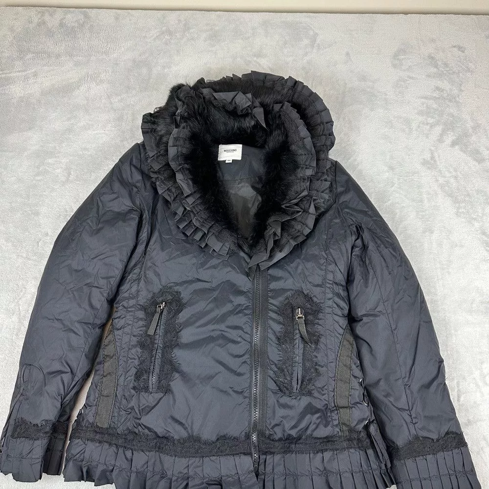 Moschino Jackets Moschino Black Textured 60% Down Jacket Women's Size 40 EU