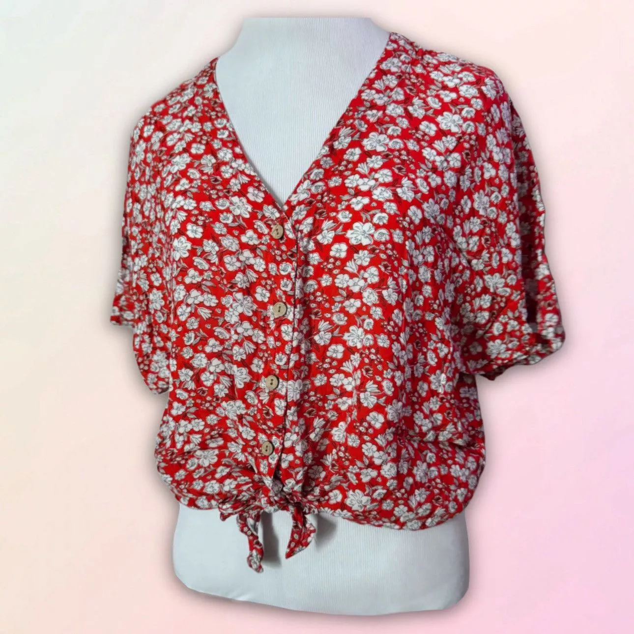 Other Blouses Other Cynthia Rowley, Poppy, Floral, Button Down Blouse Red