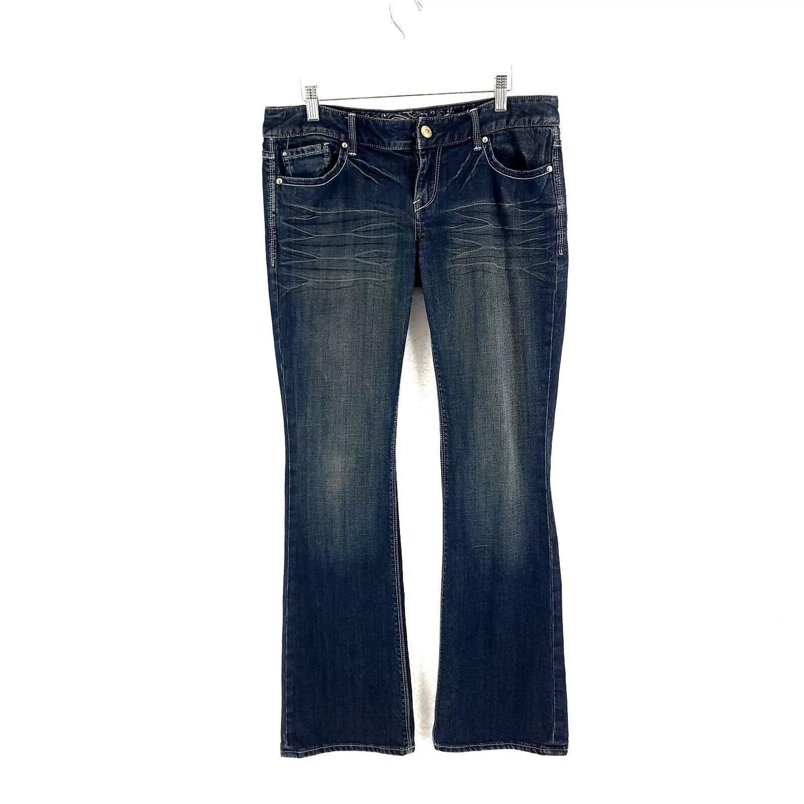 Express Jeans Express Stella Regular Fit Low Rise Blue Brown Denim Whisker
