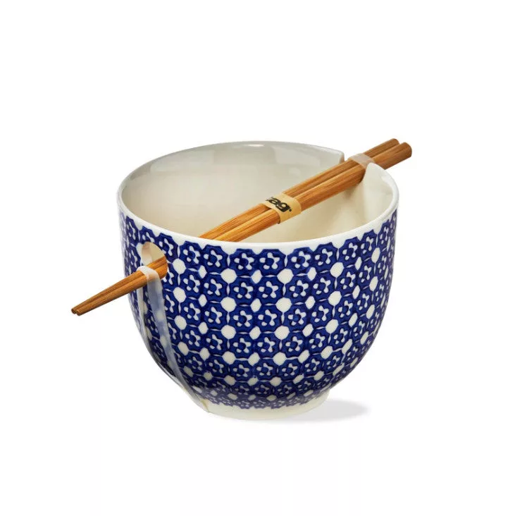 Lisbon Dot Noodle Bowl S/2 Blue