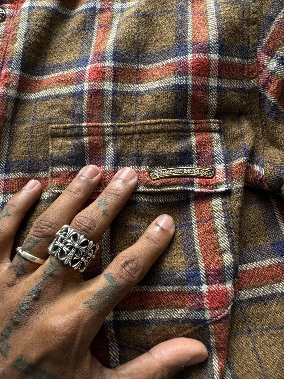 Chrome Hearts Shirts Button Ups Chrome Hearts Flannel Brown