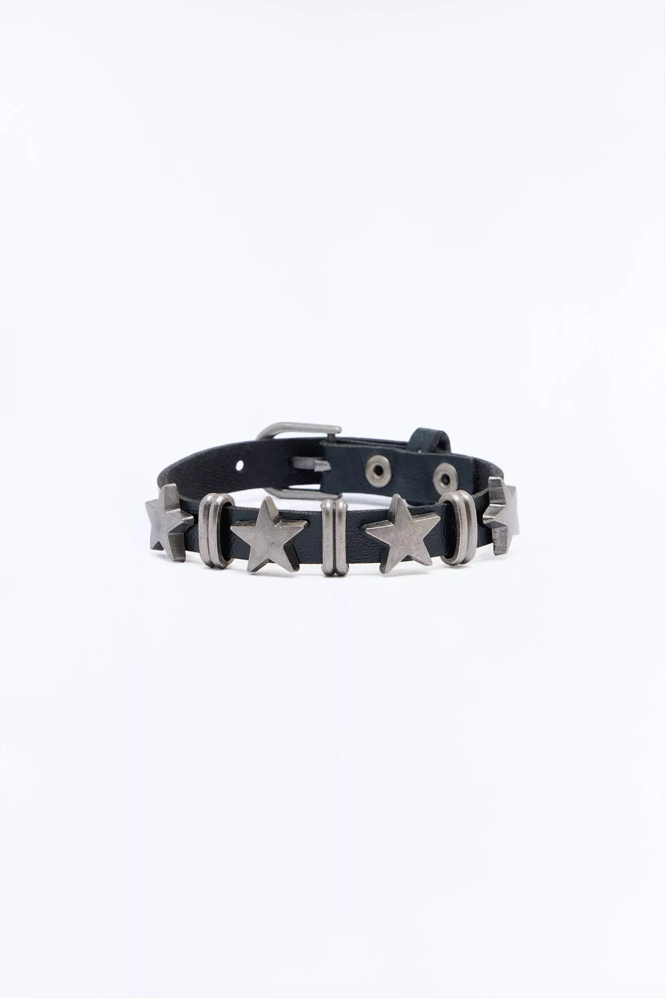 Seeing Stars Leather Bracelet - Black/Silver