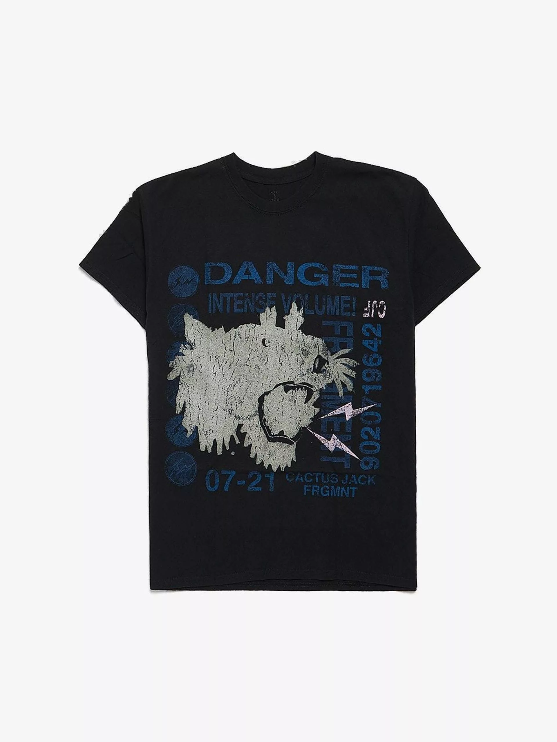 Fragment Design Short Sleeve T Shirts Fragment Design Black Danger Printed Cotton T Shirt