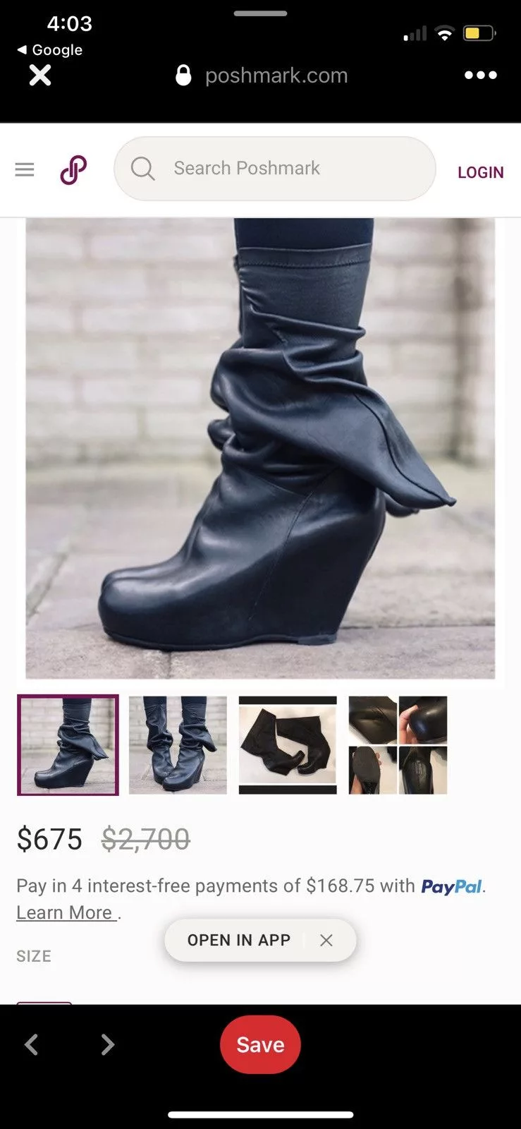 Rick Owens Boots Rick Owens Crust Peaked Back Wedge Boots Black