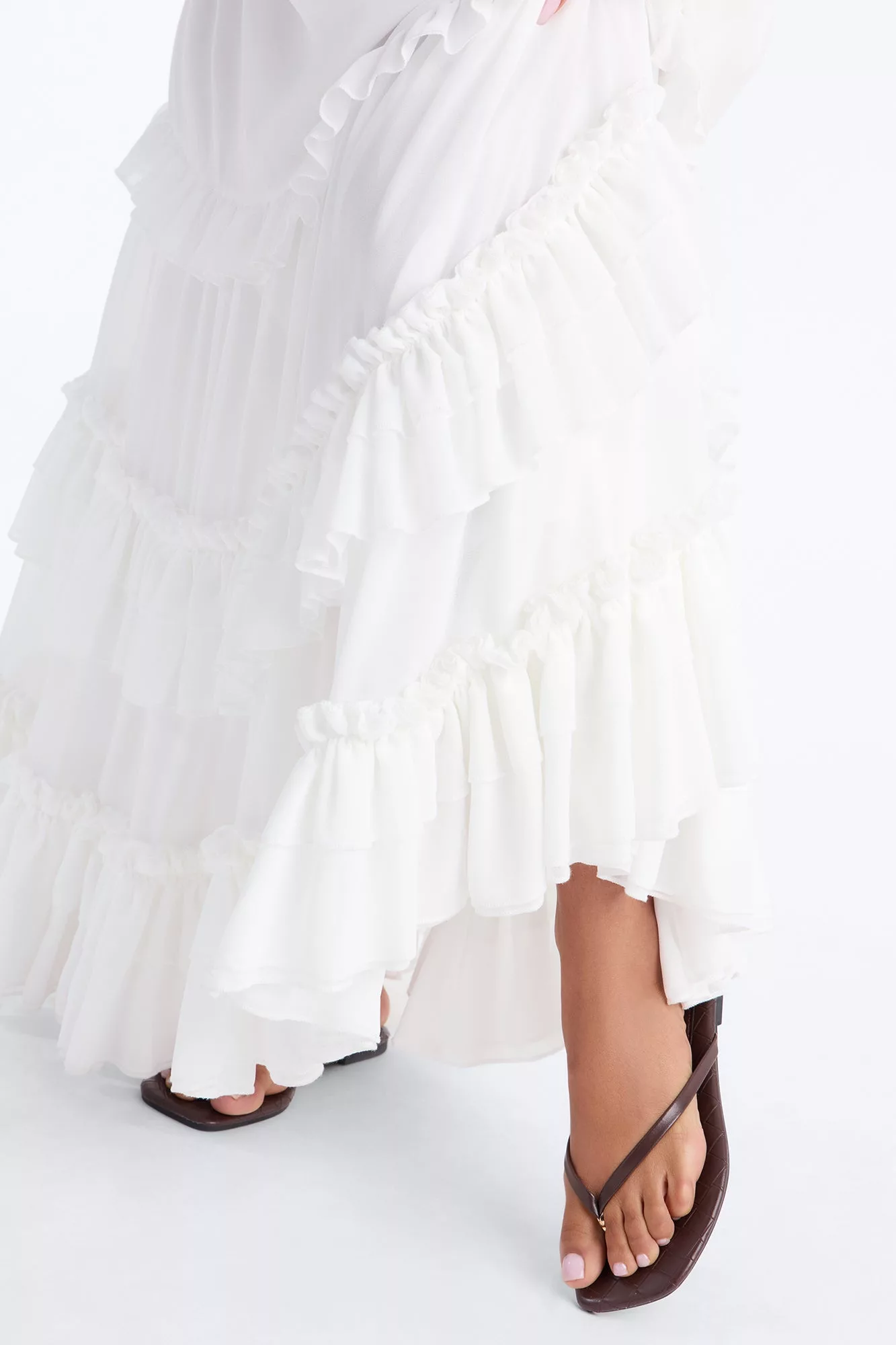 Harmony Chiffon Tiered Maxi Skirt - Ivory
