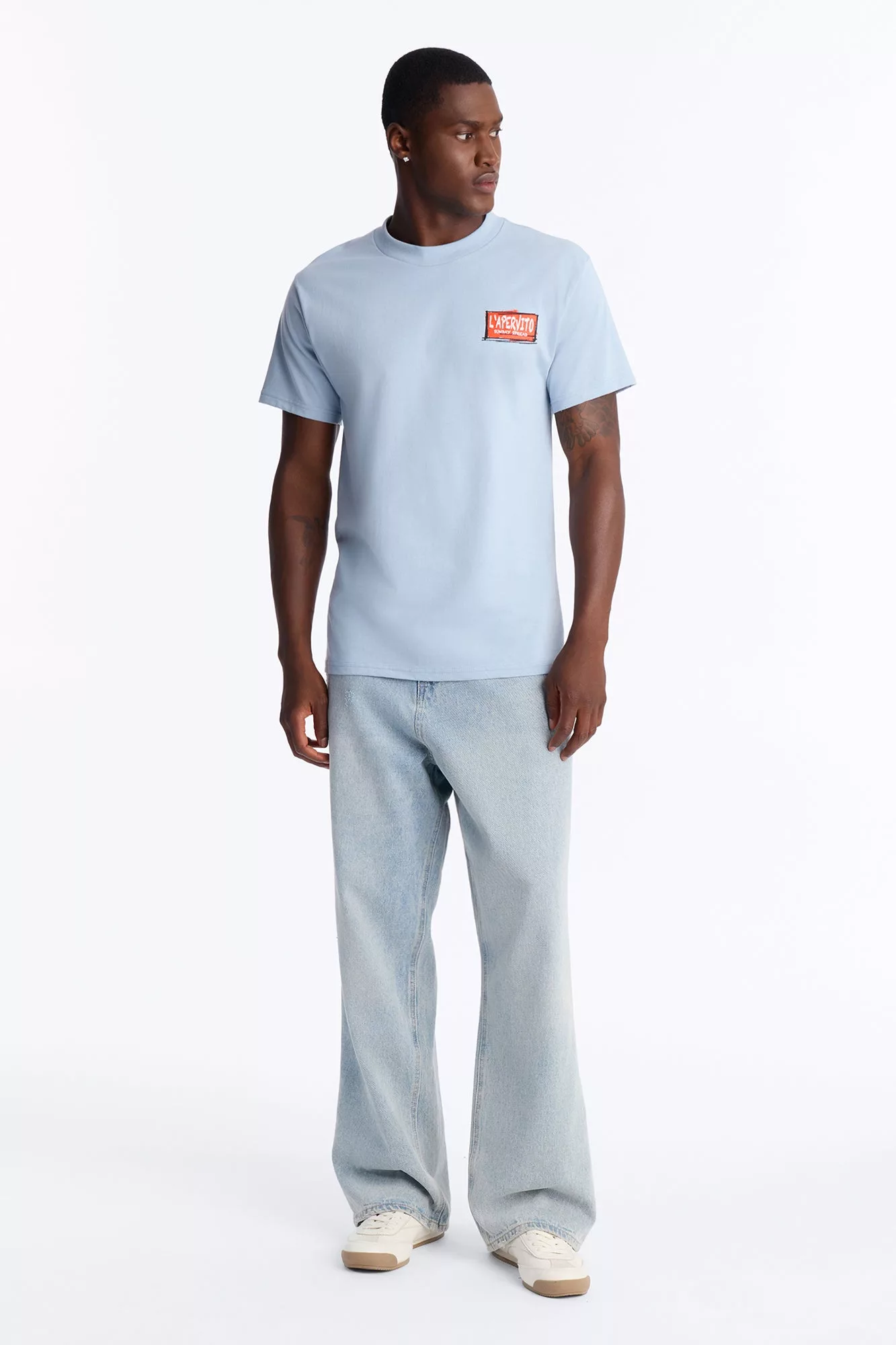 Milano Table Array Oversized Short Sleeve Tee - Light Blue