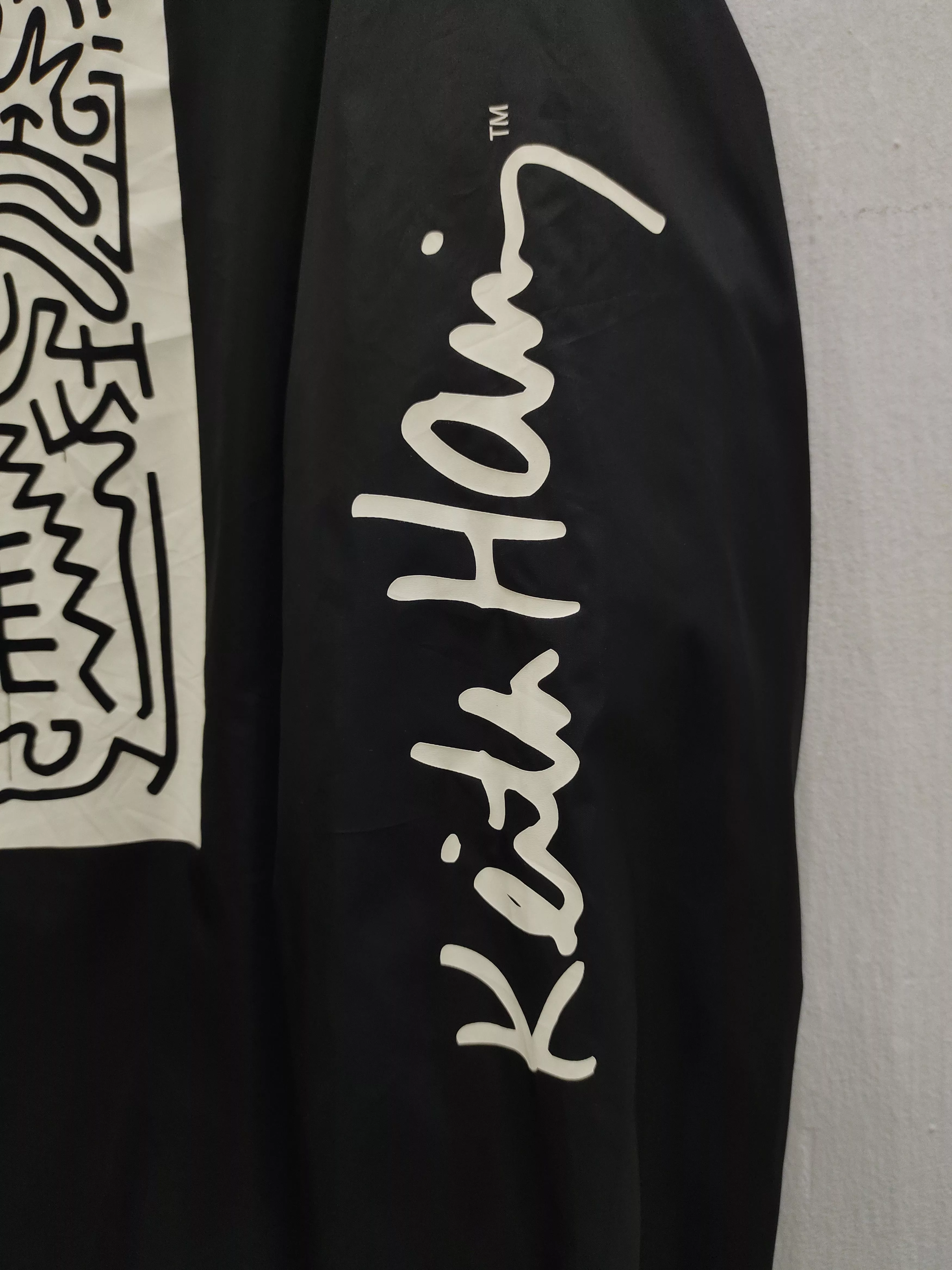 Designer Light Jackets Designer × Keith Haring Keith Haring x Ships Jet Blue Coach Jacket Black Streetwear