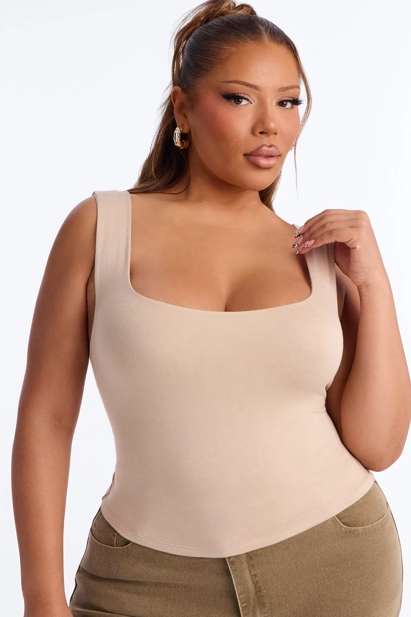 Zinnia Double Lined Tank Top - Stone