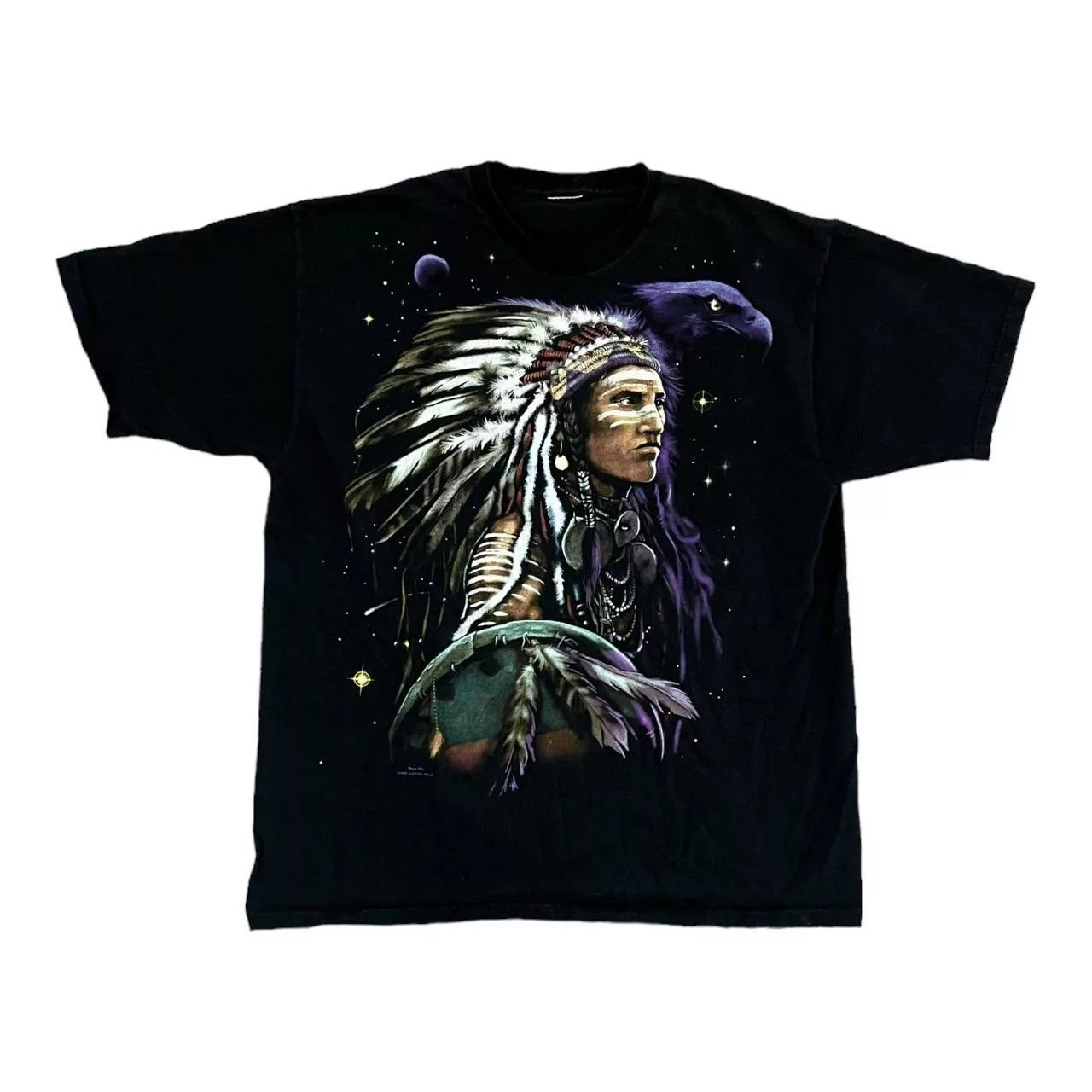 Liquid Blue Short Sleeve T Shirts Liquid Blue × Vintage Vintage 1999 Liquid Blue Native American T Shirt Black