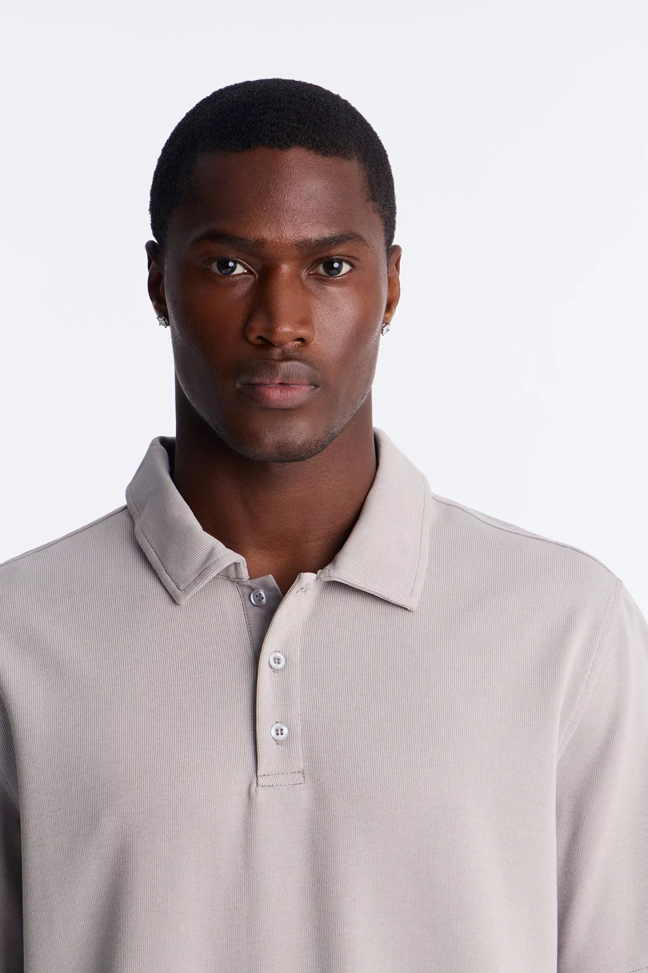 Classic Ribbed Clean Finish Polo - Grey