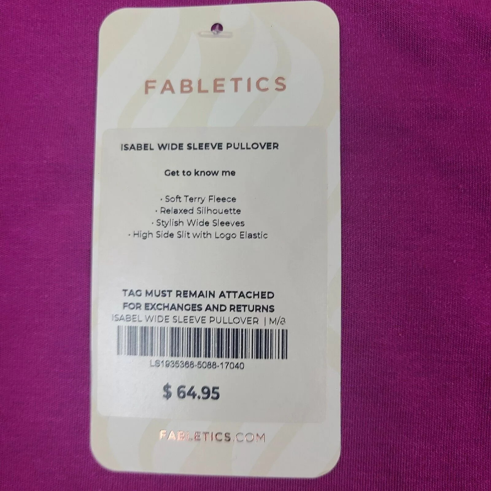 Fabletics Sweatshirts Fabletics Isabel Wide Sleeve Pullover Sweatshirt Sz Medium W Purple