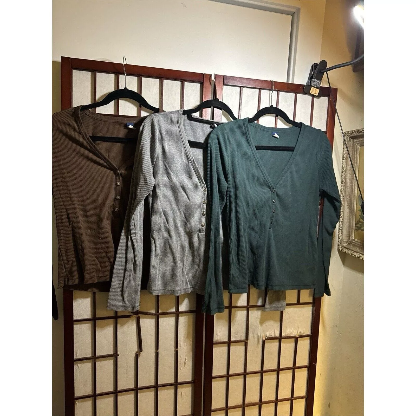 Old Navy Long Sleeve T Shirts Old Navy Henley Crew Sweatshirt Ribbed Womens Size M Lot of Gray