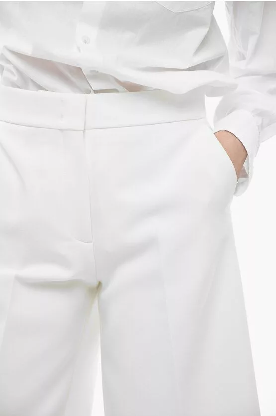 MSGM Pants MSGM og1mm0724 Cropped Fit Pants in White