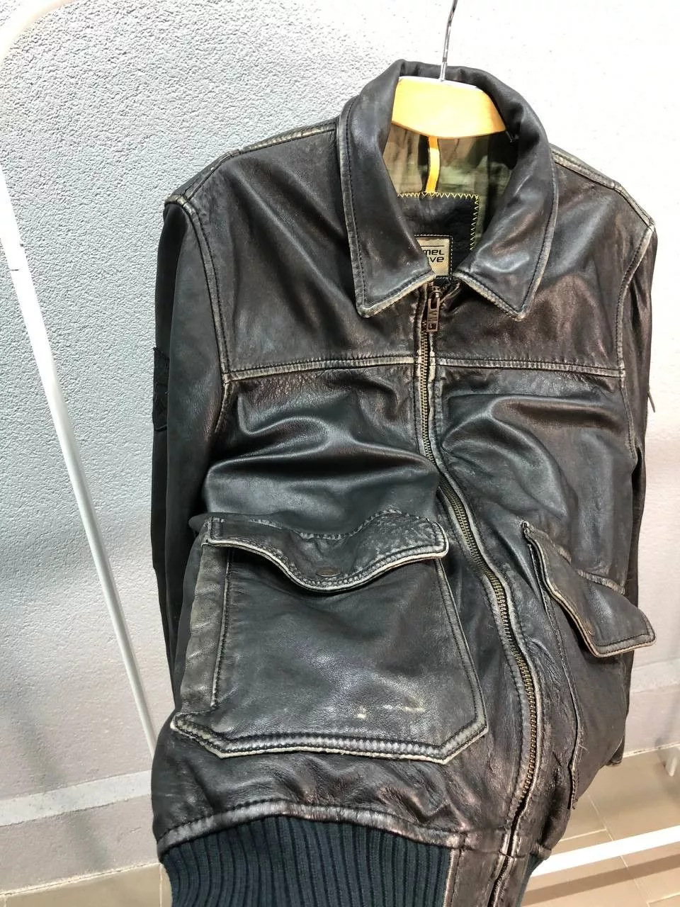Camel Leather Jackets Camel Active leather mens Jacket 50 / Large Black
